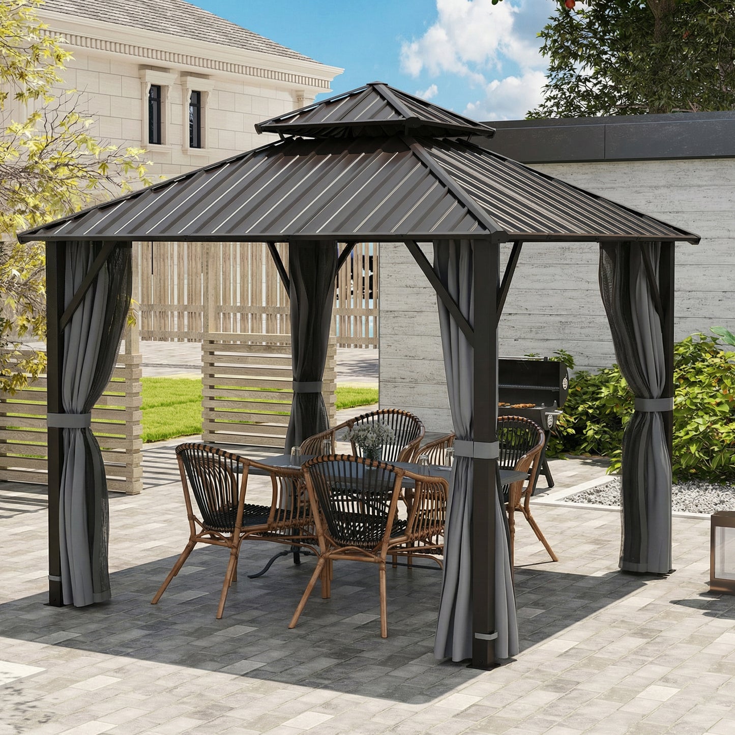 3 x 3(m) Hardtop Gazebo Canopy with Metal Roof