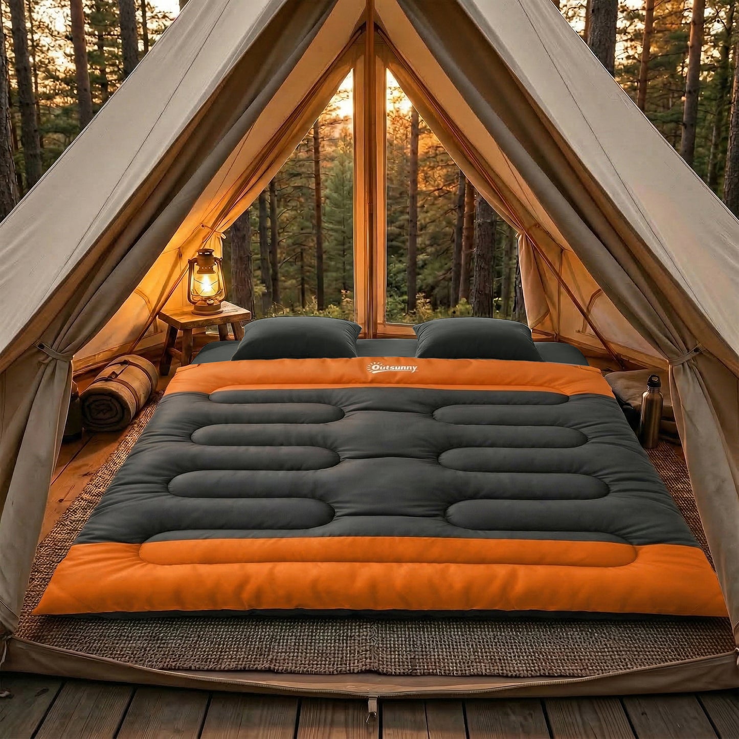 Double Sleeping Bag with 2 Pillows (1)
