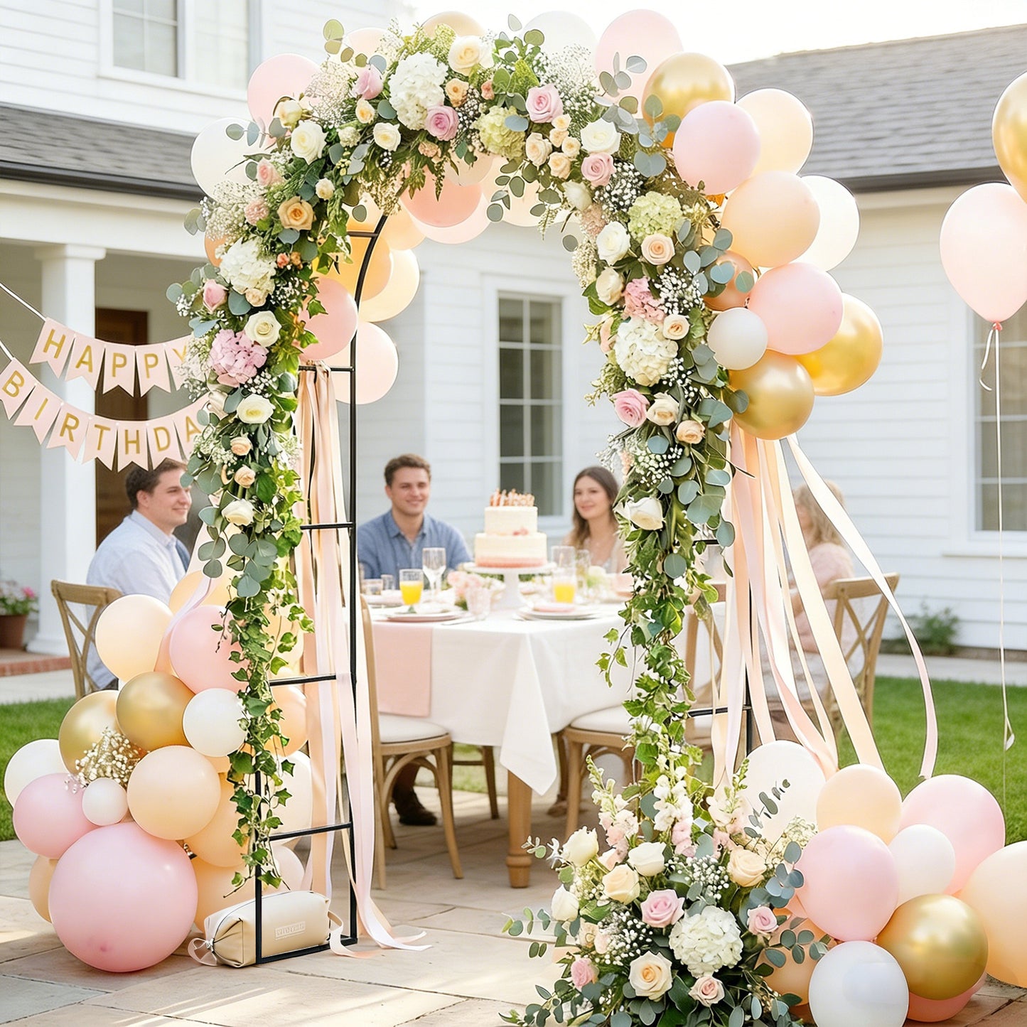 Garden Arch, 2.4 m High x 1.5 m Wide Metal Garden Trellis