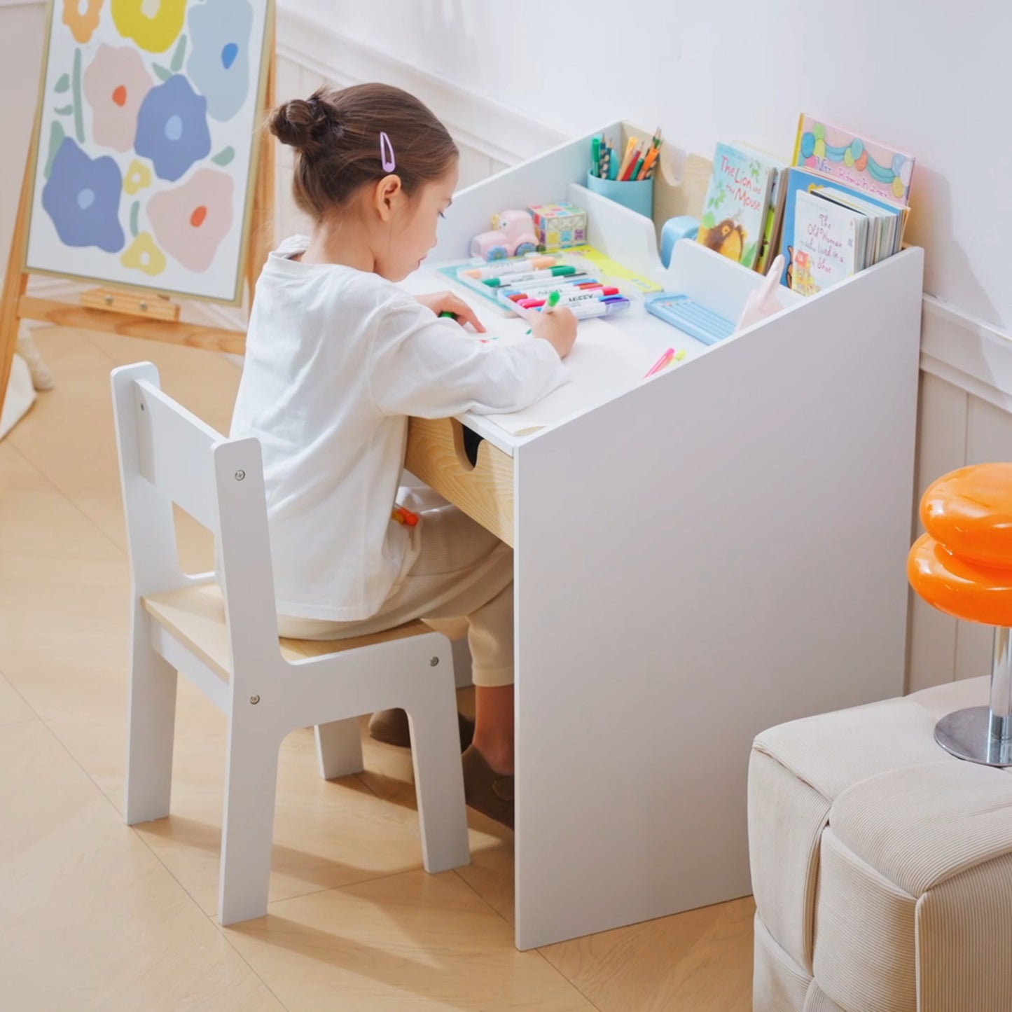 Kids Desk and Chair Set 2 Pieces Children Study Table