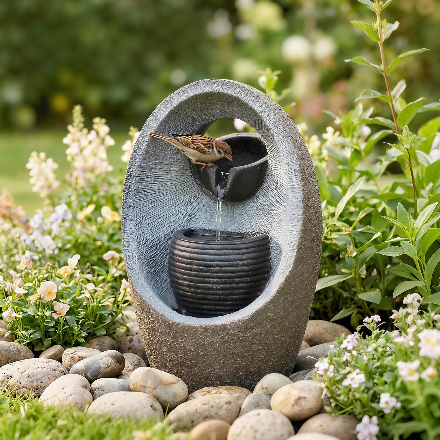 Water Feature with 2-Tier Bowls