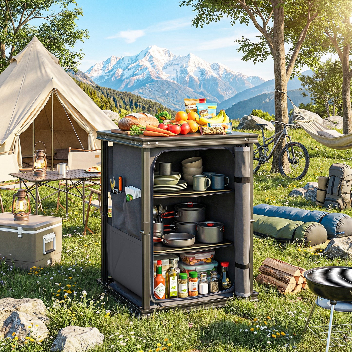 Camping Camping Cupboards, Folding Portable Kitchen Table