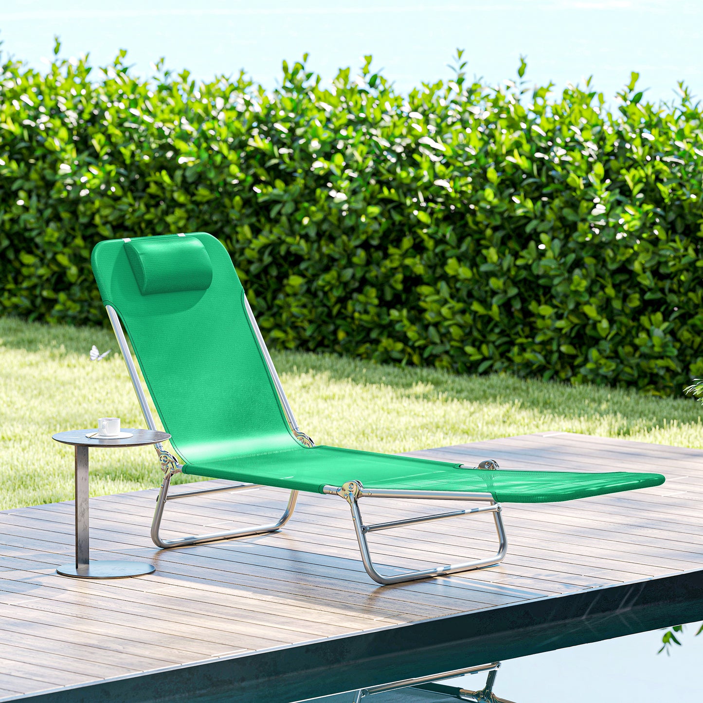 Steel Frame Sun Lounger, with Reclining Back