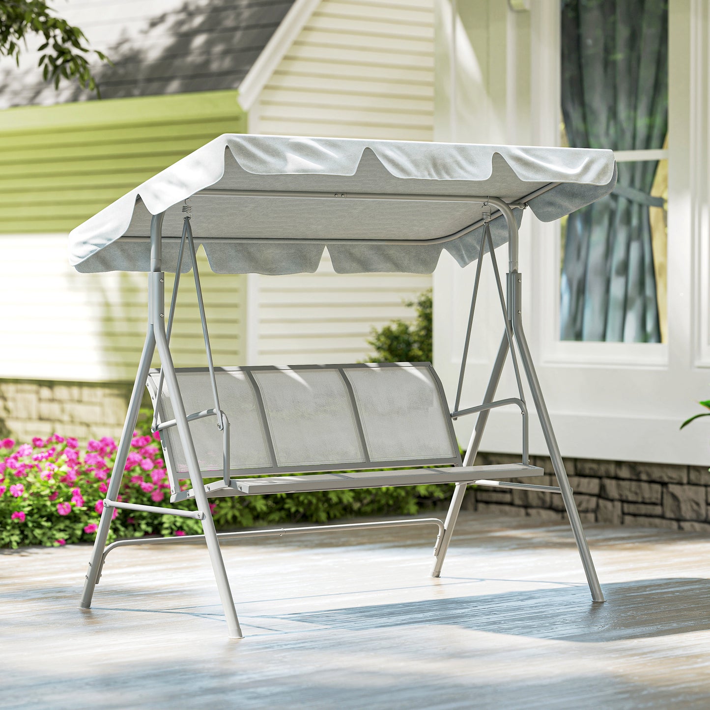 Metal Garden Swing Chair, 3-Seater Swing Seat