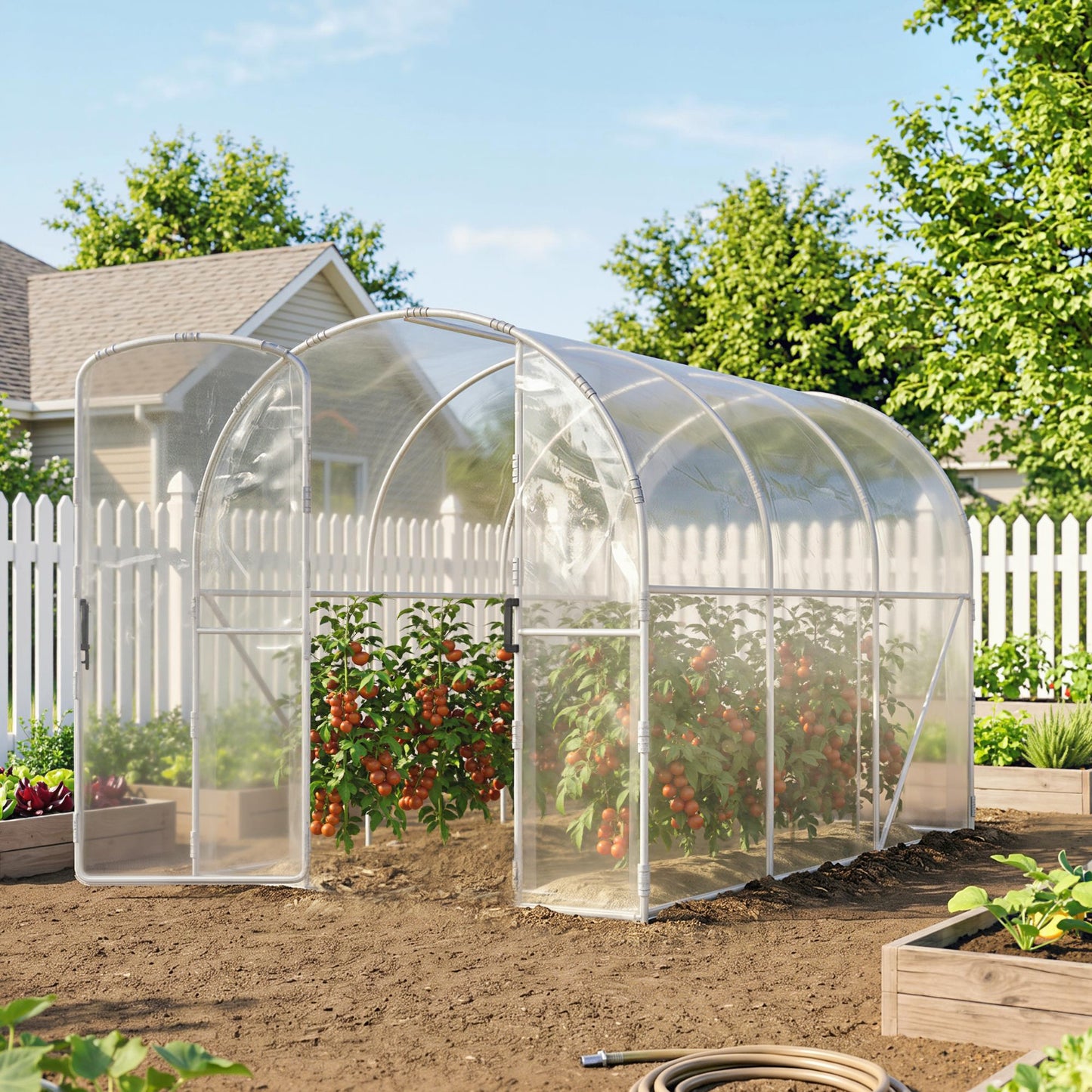 Polytunnel Greenhouse Walk-in Grow House with PE Cover