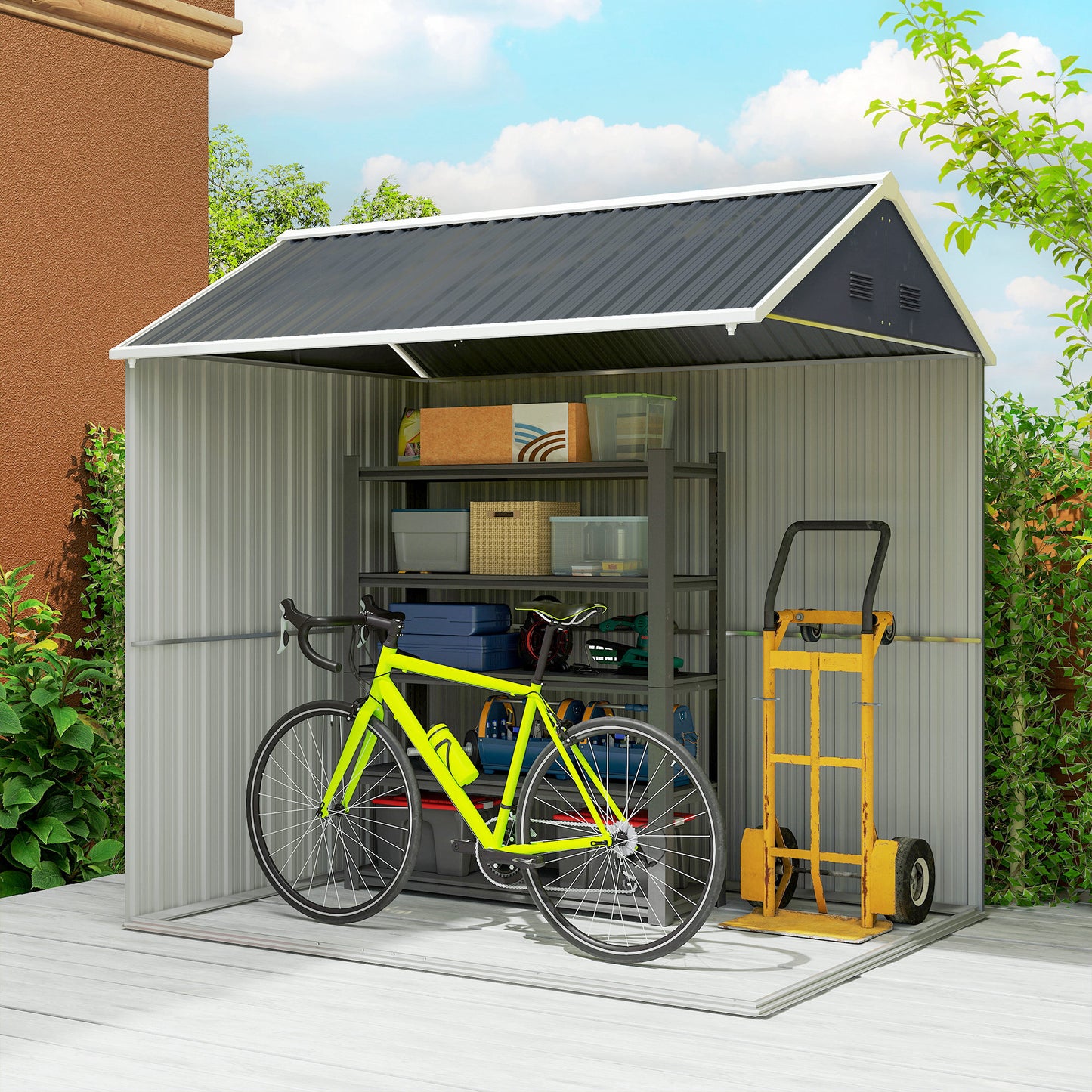 7 x 6ft Galvanised Garden Shed with Latch and Galvanised Steel Frame