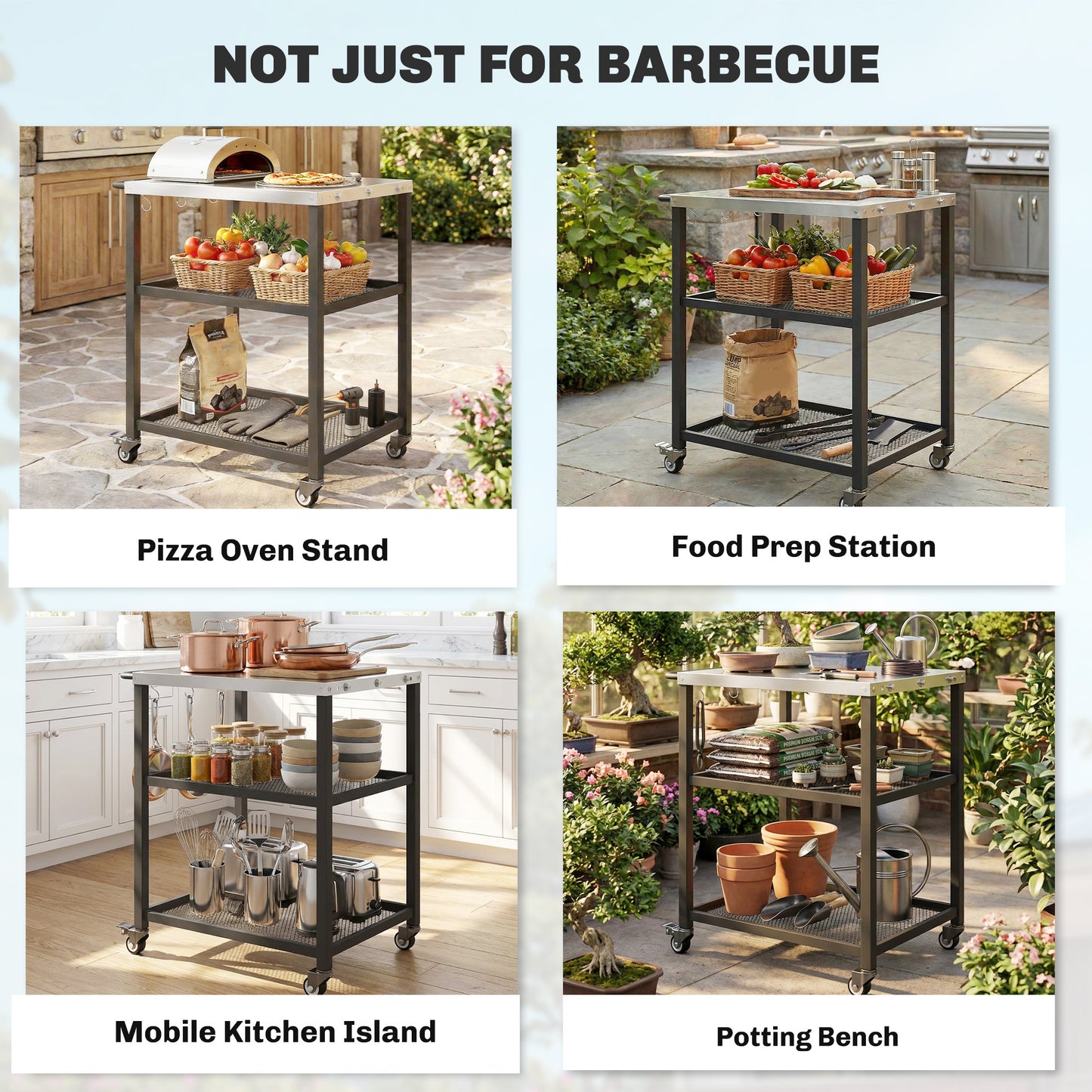 Outdoor Grill Cart with Stainless Steel Tabletop (1)