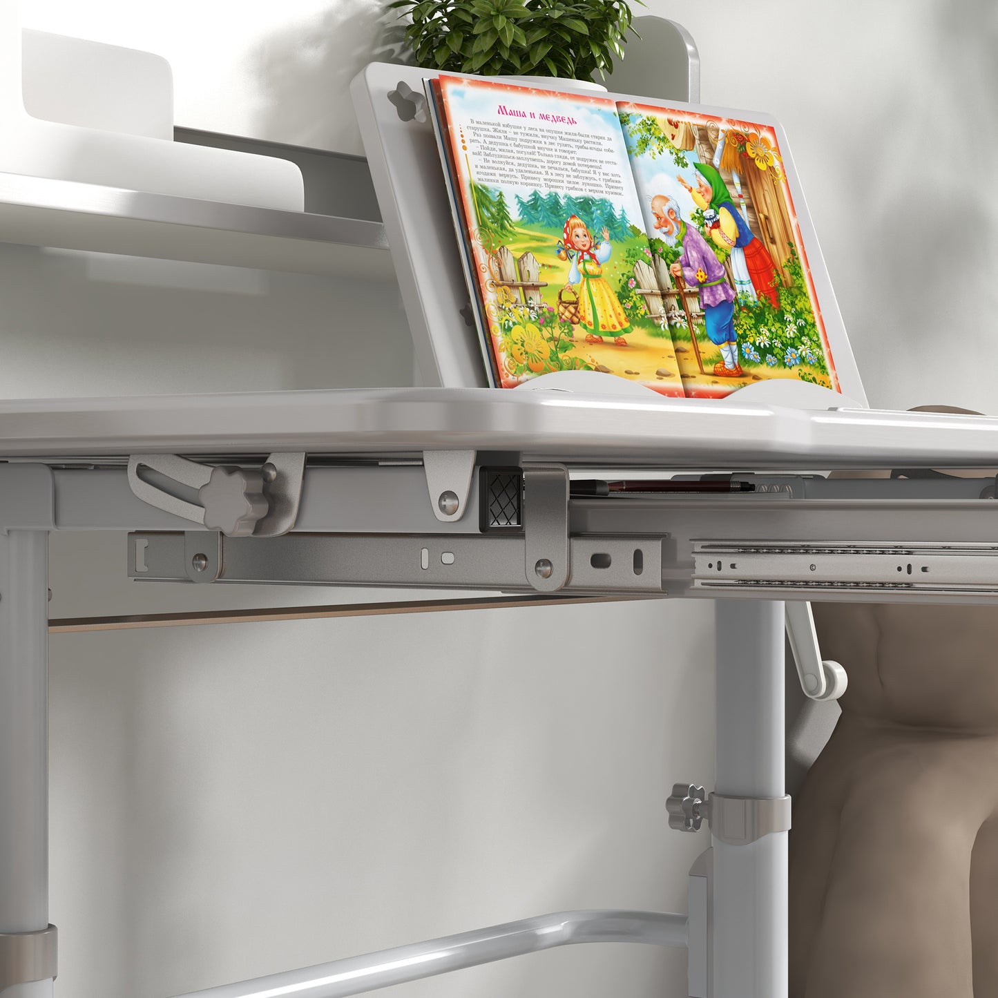 Height Adjustable Kids Study Table and Chair Set, with Drawer