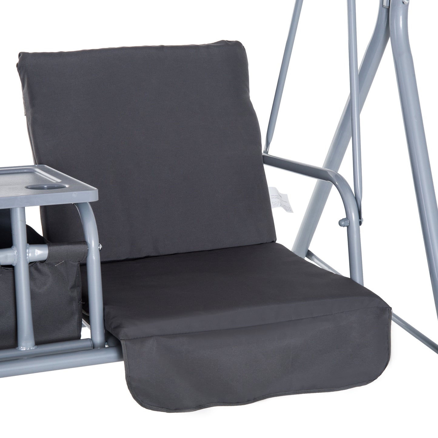 Steel Frame 2-Seater Swing Chair w/ Table