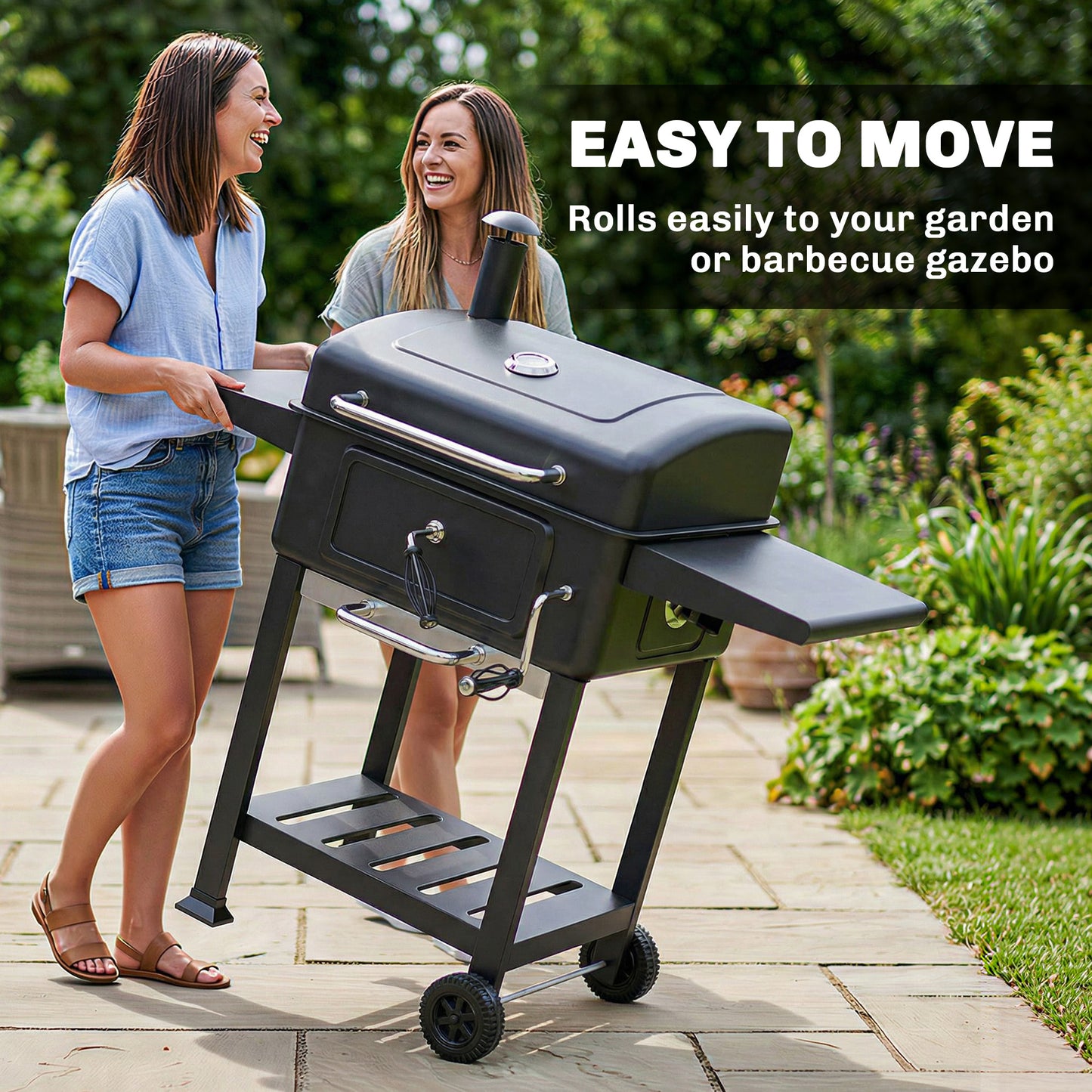 Charcoal BBQ Grill with Adjustable Charcoal Pan