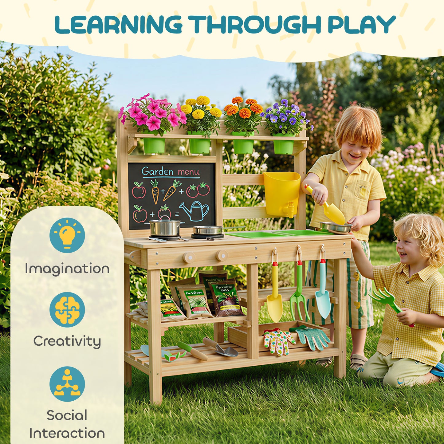 Kids Mud Kitchen, Outdoor Wooden Play Kitchen