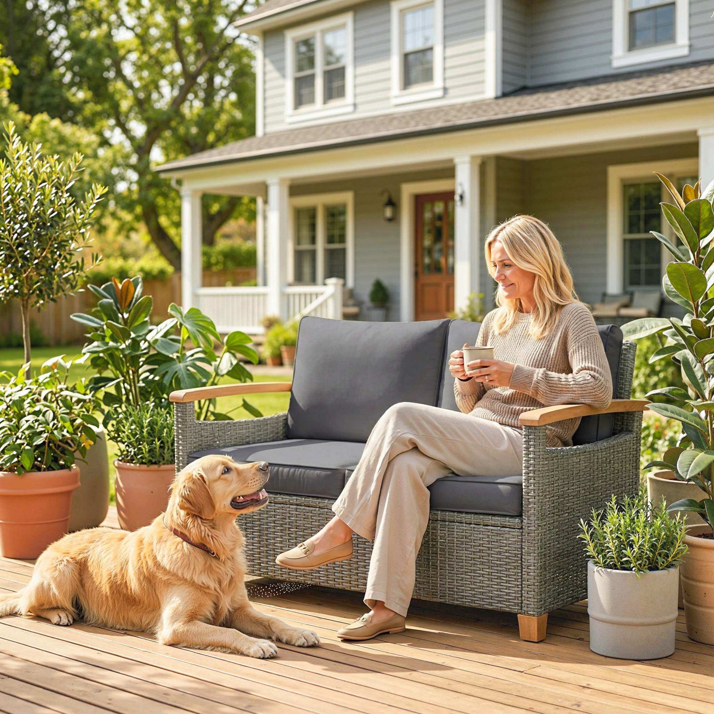 2 Seater Rattan Garden Sofa