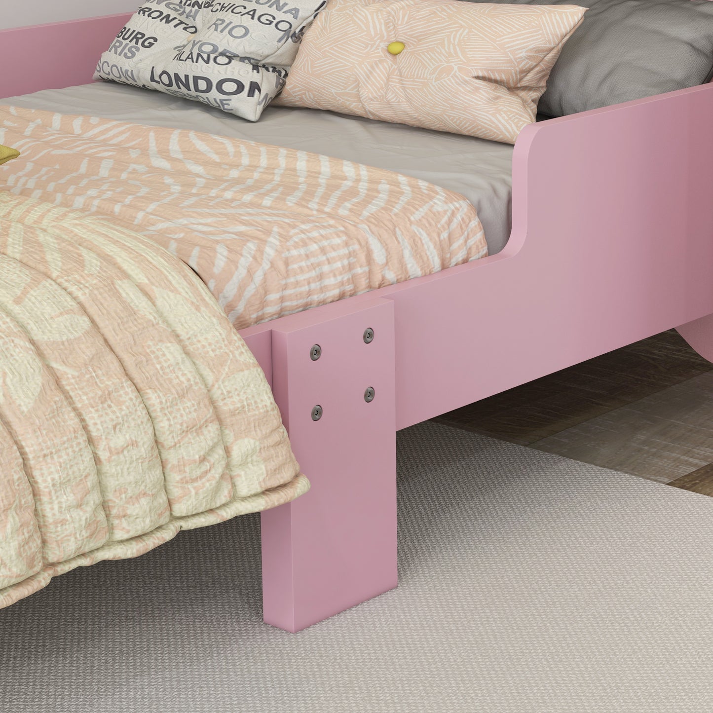 Bed for Kids Cat Design Toddler Bed Frame Bedroom Furniture