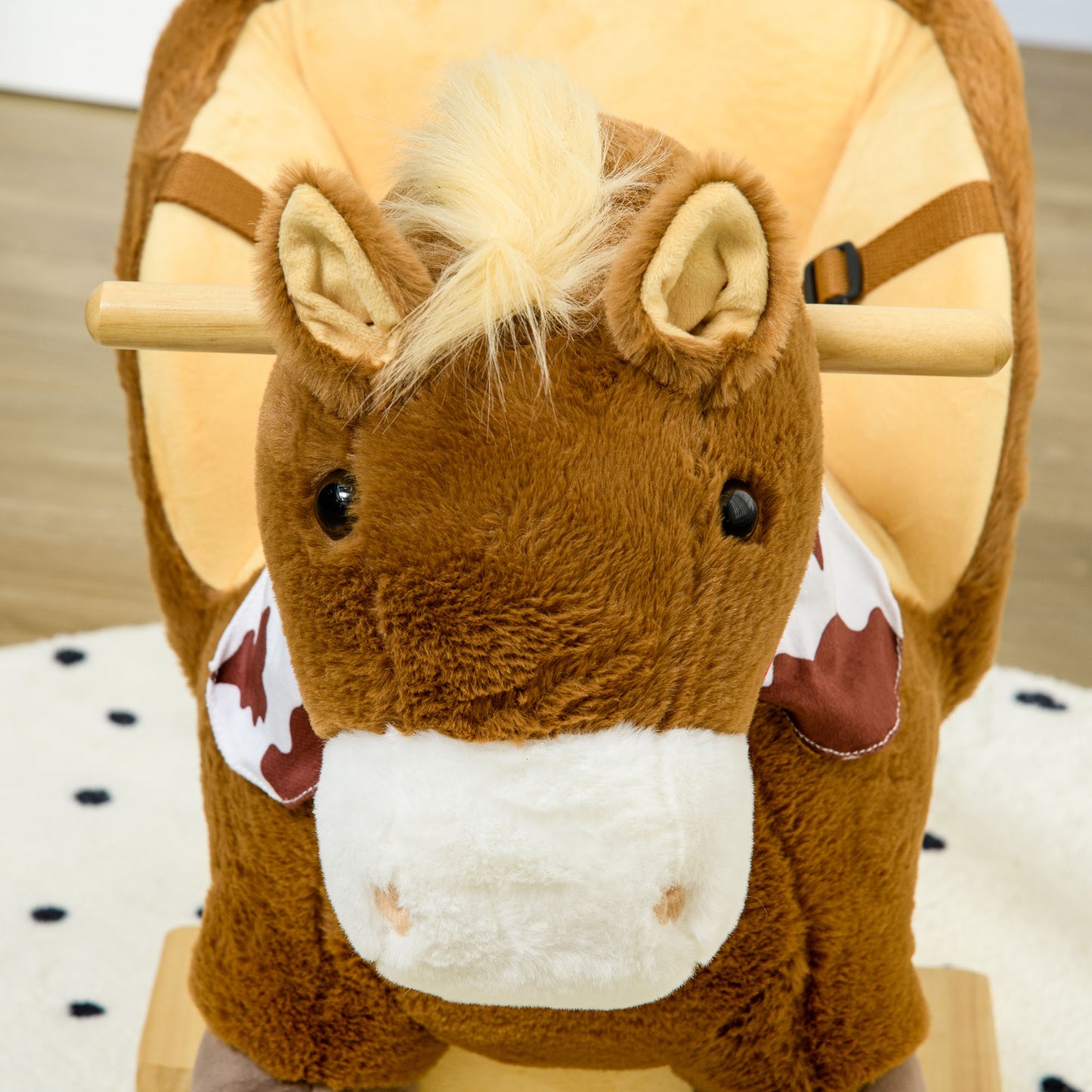 Kids Rocking Horse, with Secure Harness, Sounds, Foot Pedals
