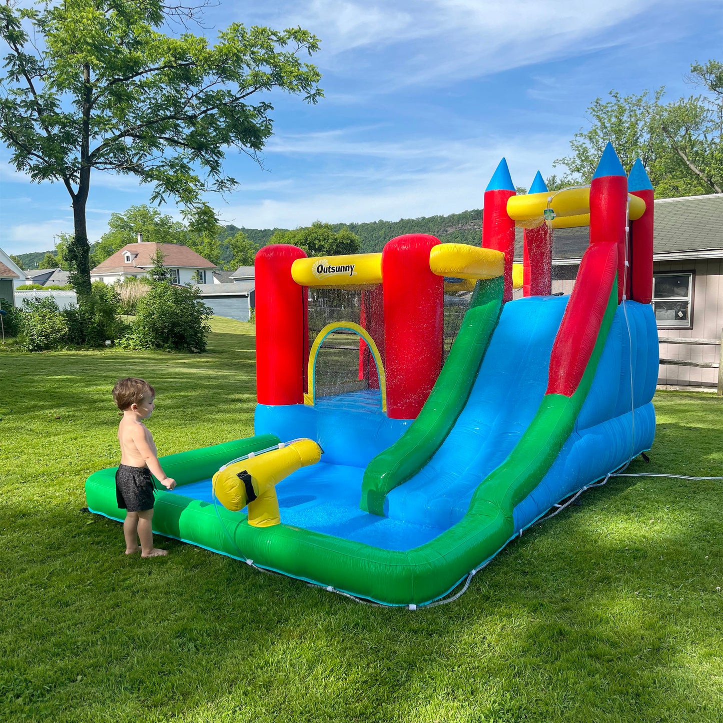 Kids Inflatable Bouncy Castle Water Slide 6 in 1 Bounce House