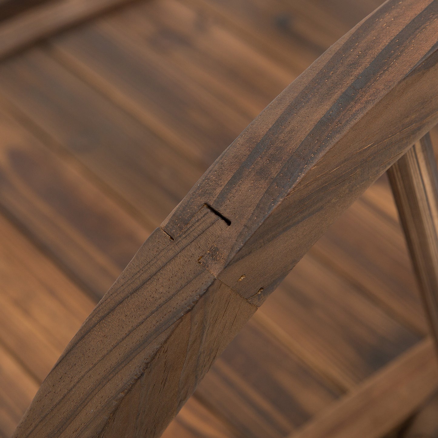 Wooden Garden Bridge Lawn Décor Stained Finish Arc Outdoor Pond