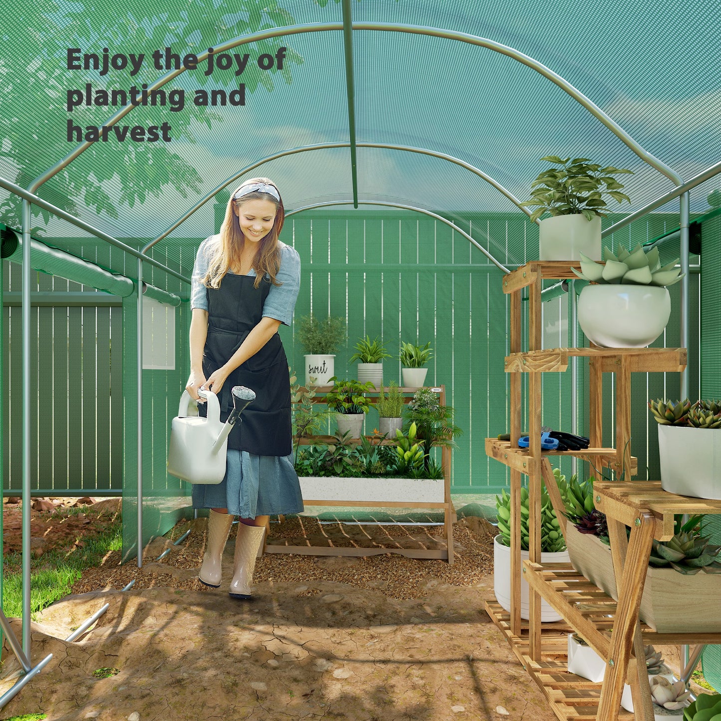 9.8 x 6.6ft Walk-In Polytunnel Greenhouse