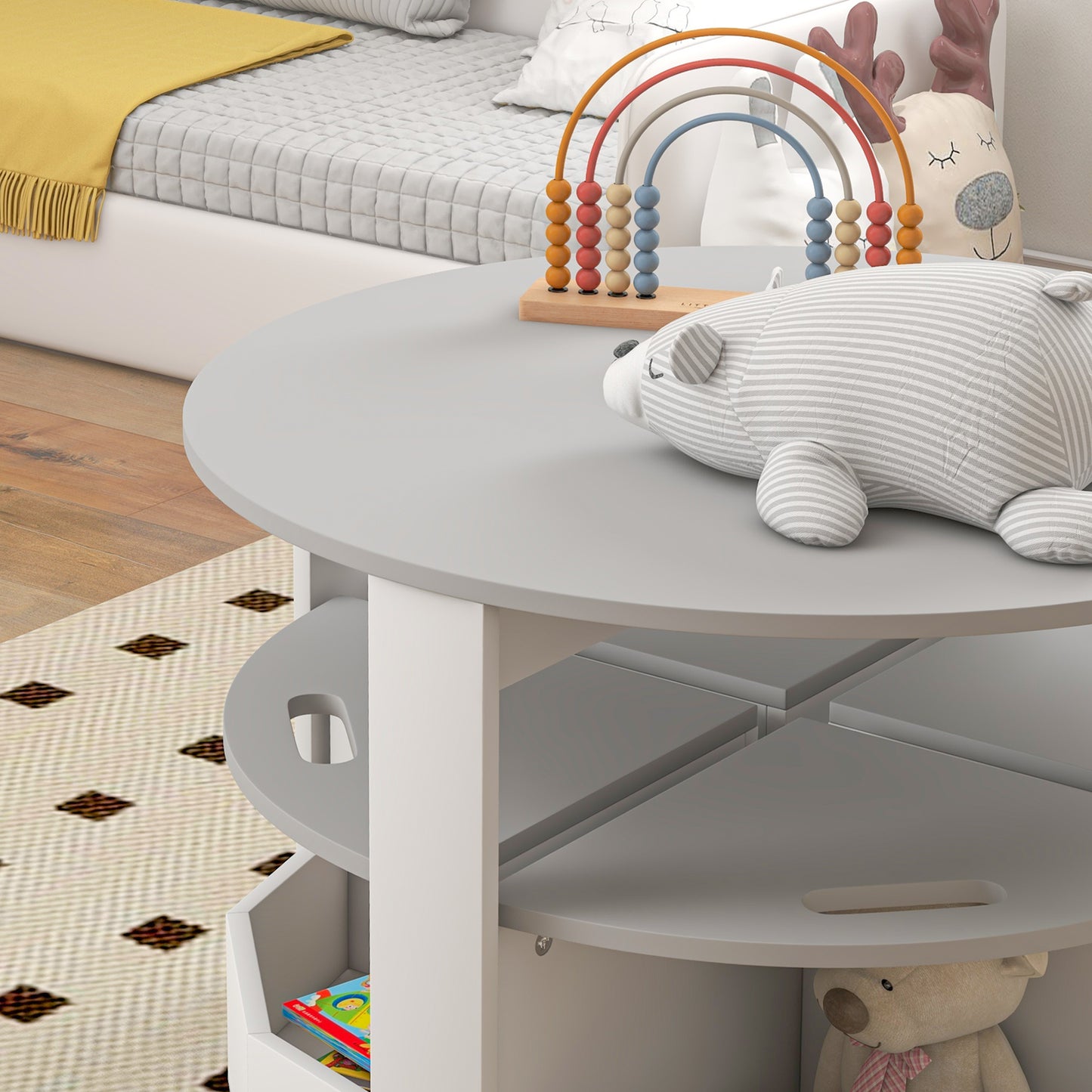 Five-Piece Kids Table and Chairs Set with Storage, for Ages 3-8 Years