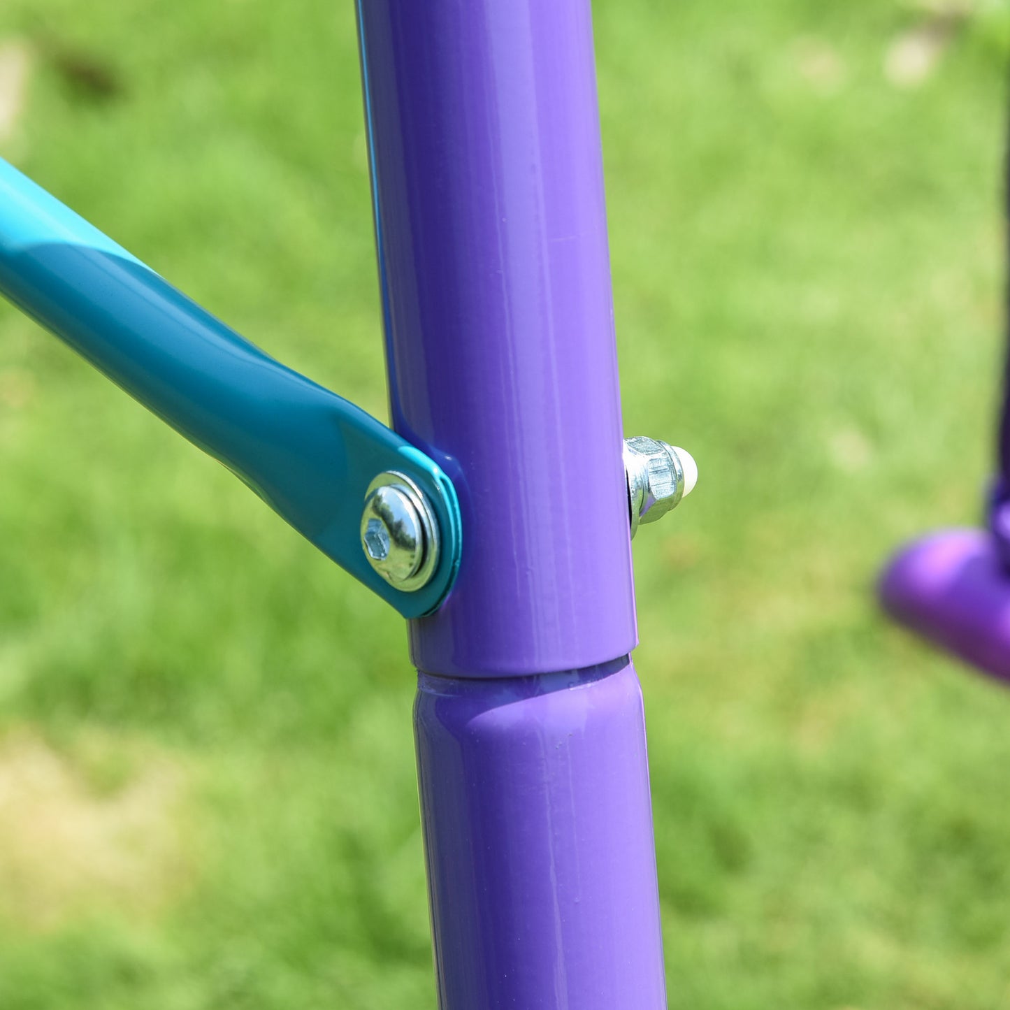 Metal Swing Set, with Seesaw, Adjustable Height, for Ages 3+ Years