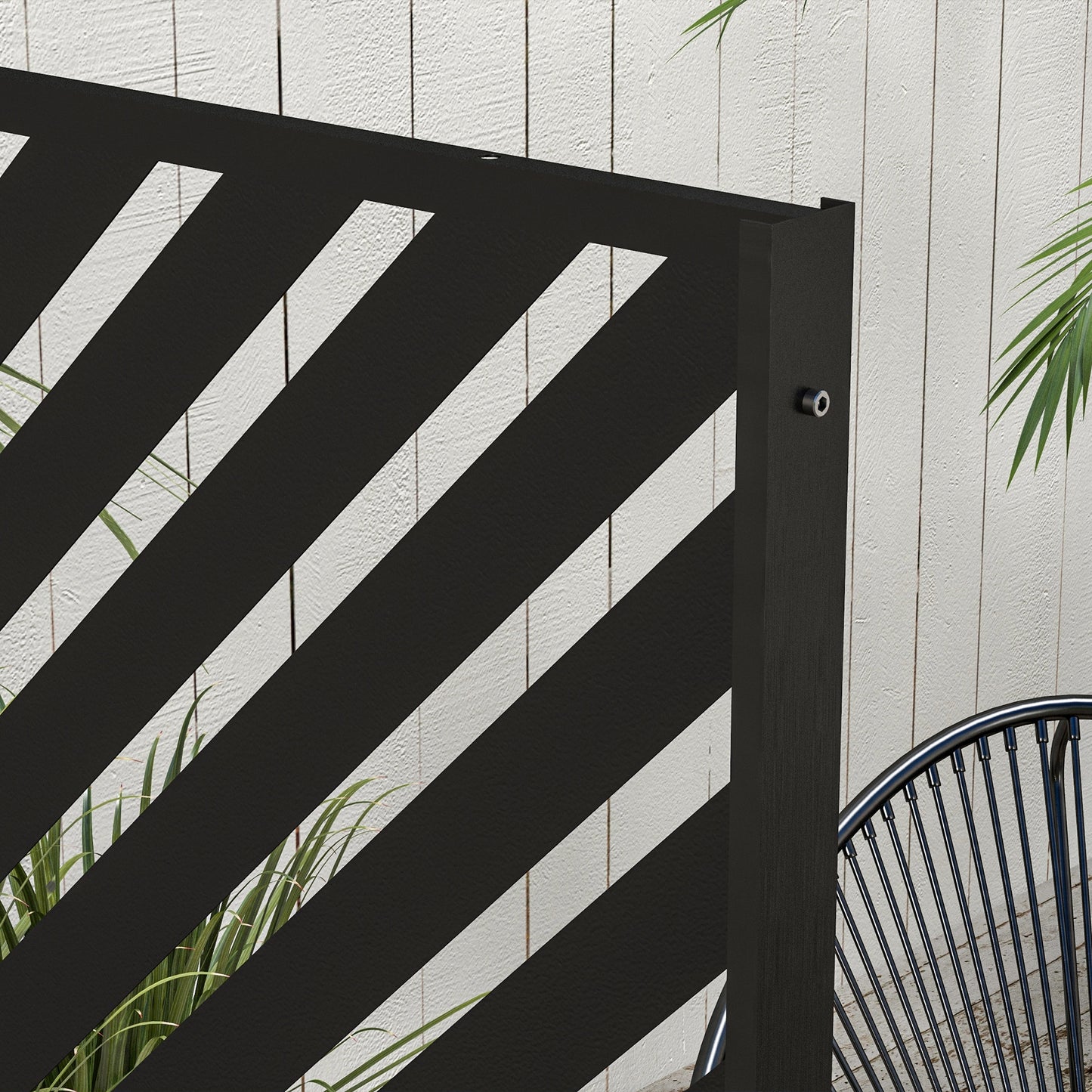 6.5FT Decorative Outdoor Divider, Metal Privacy Screen with Stand