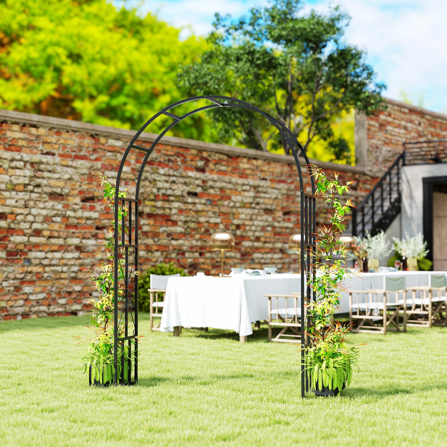 Steel Garden Arch, 2.2m High x 1.5m Wide Metal Garden Trellis