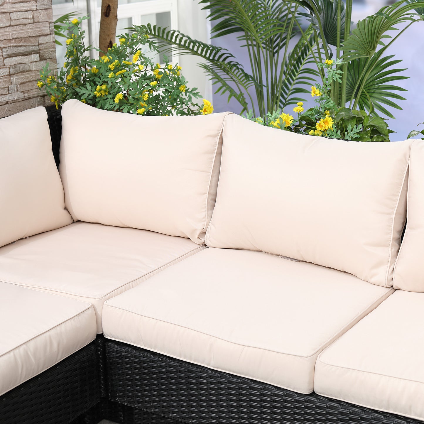 5-Seater Rattan Garden Furniture Outdoor Sectional Corner Sofa