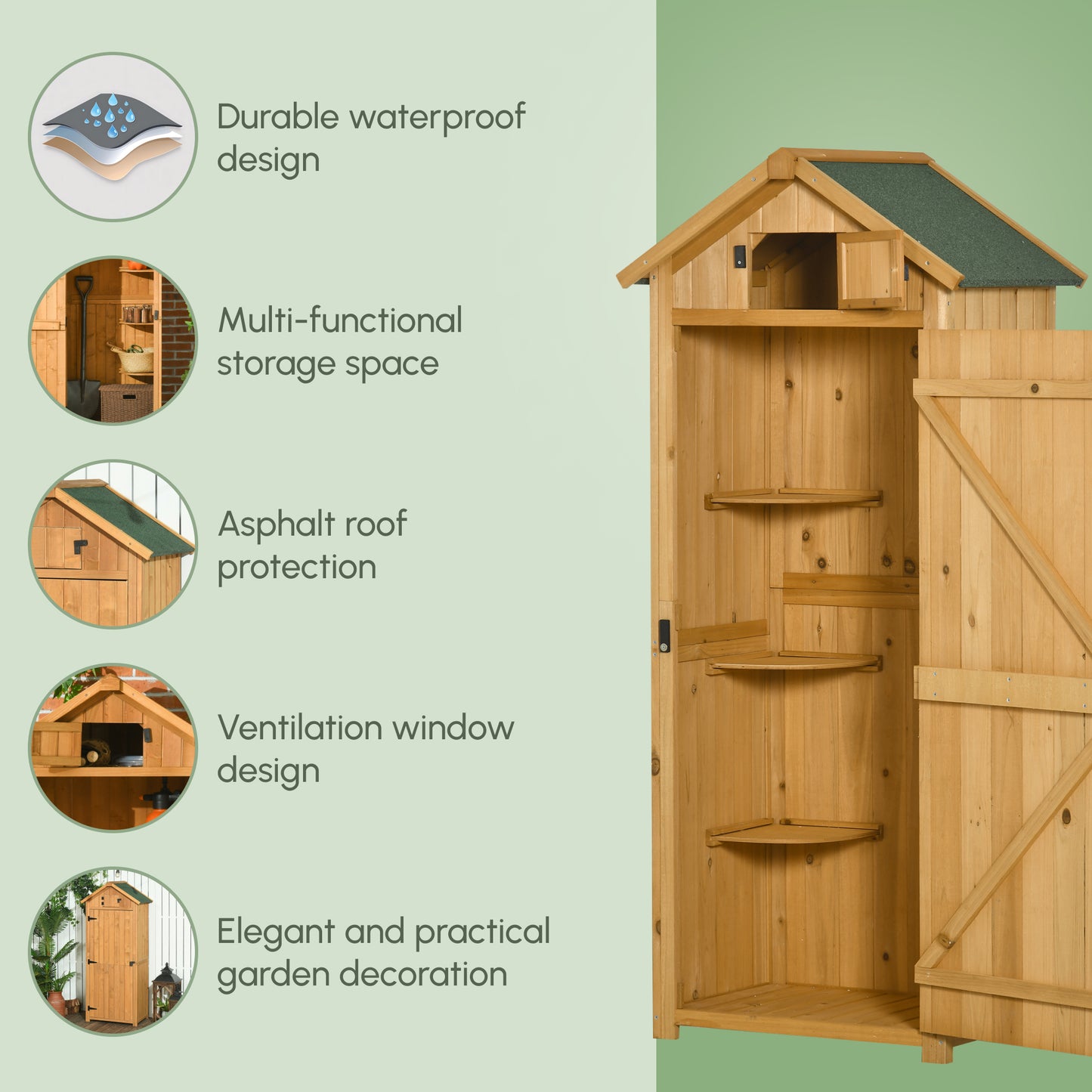 Garden Shed Wood Outdoor Garden Tool Storage Unit