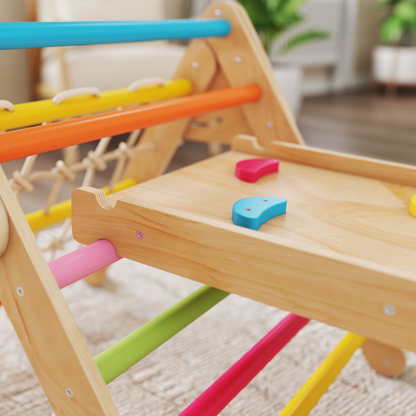 8-in-1 Toddler Climbing Frame, Indoor Play Triangle Set with Slide