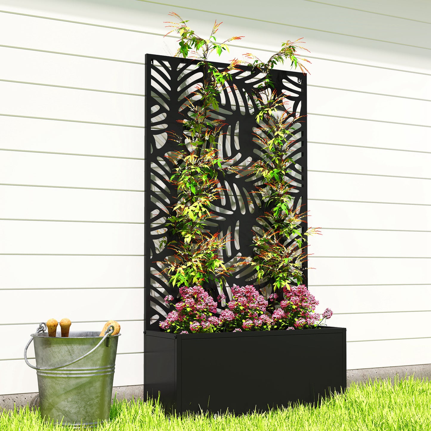 Metal Garden Bed for Garden with Trellis (1)
