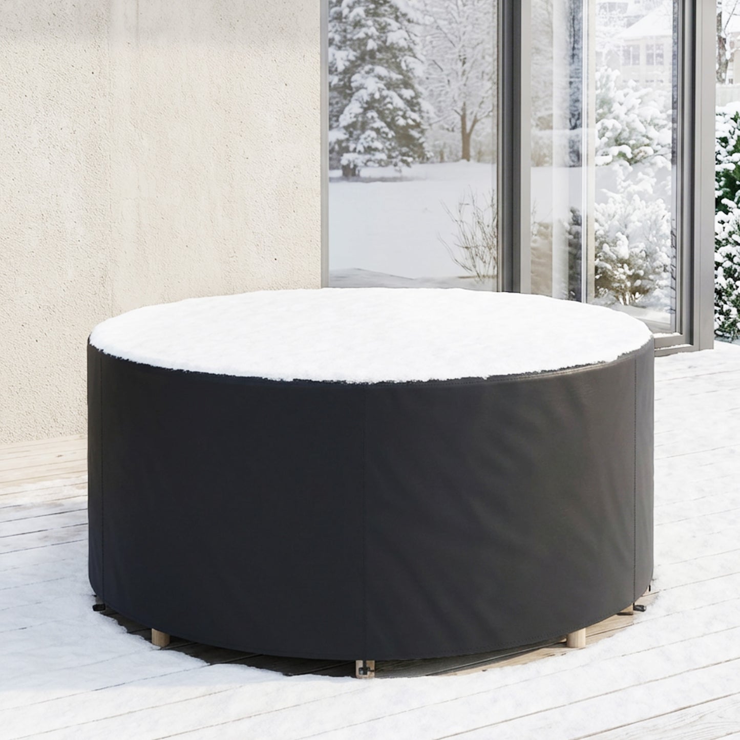 Round Garden Furniture Cover, Waterproof Garden Table Cover