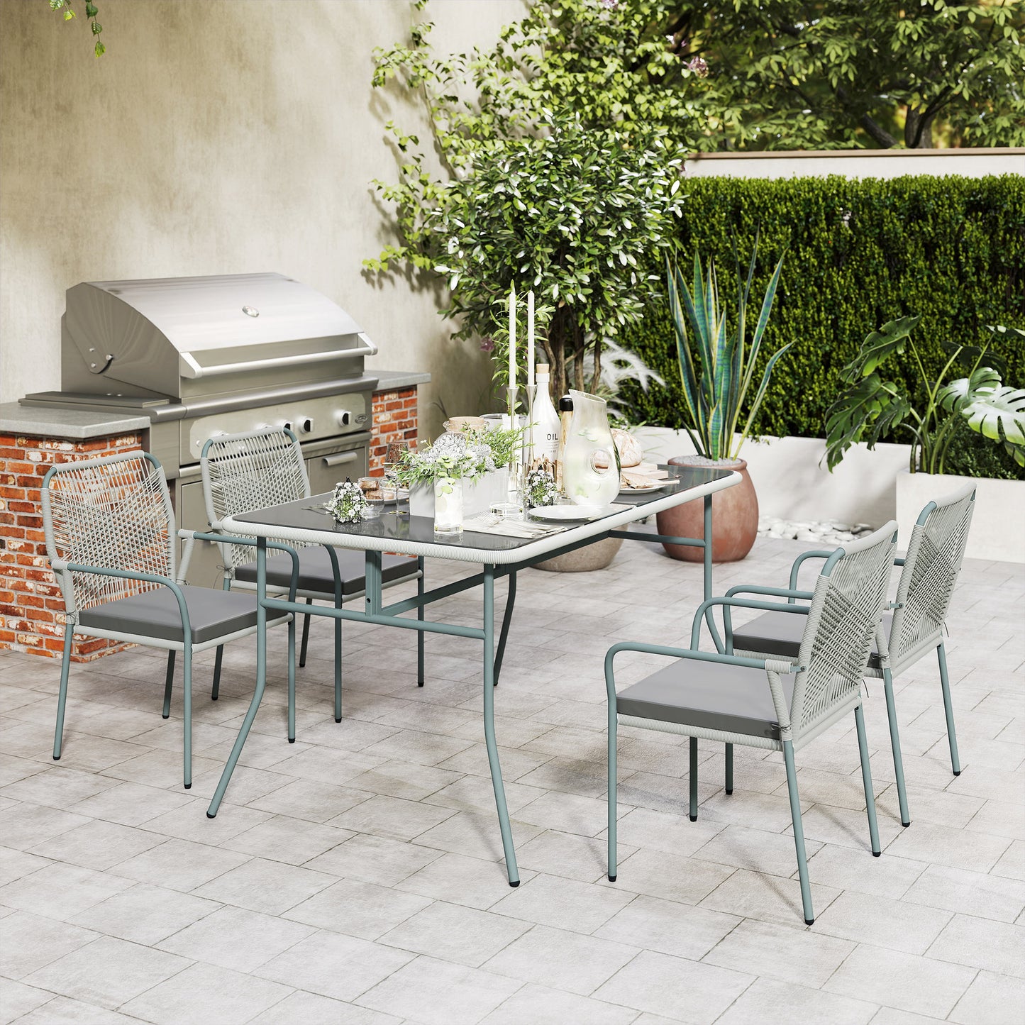 Five-Piece PE Rattan Garden Dining Set