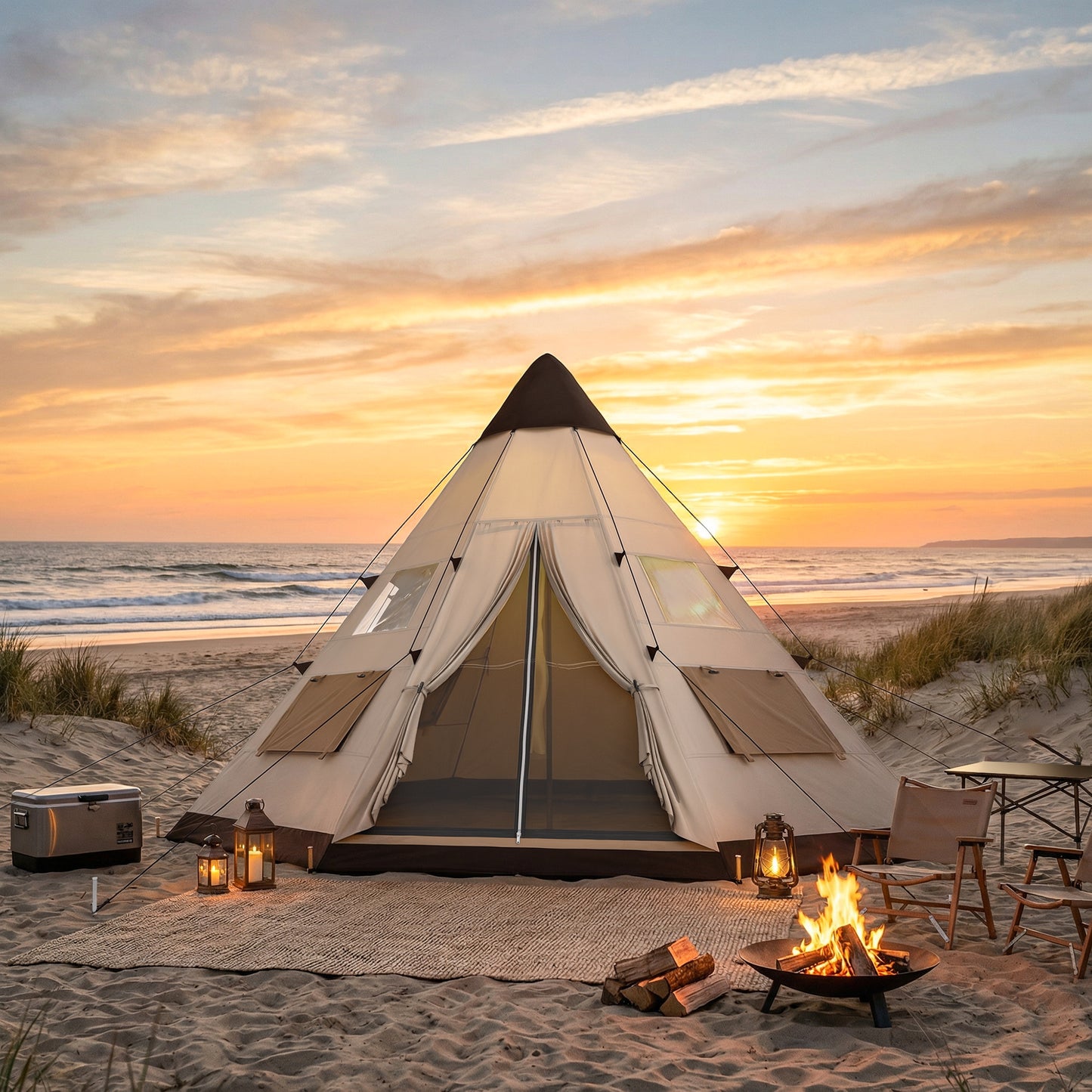 6 Men Tipi Tent with Carry Bag