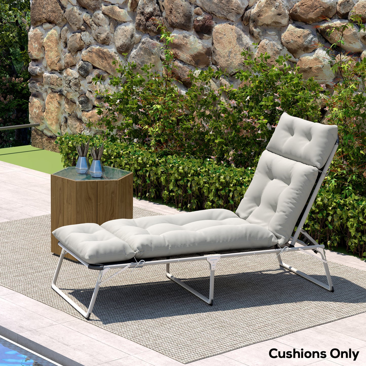 Sun Lounger Cushions Only, 190 x 56 x 10 cm Garden Lounge Chair