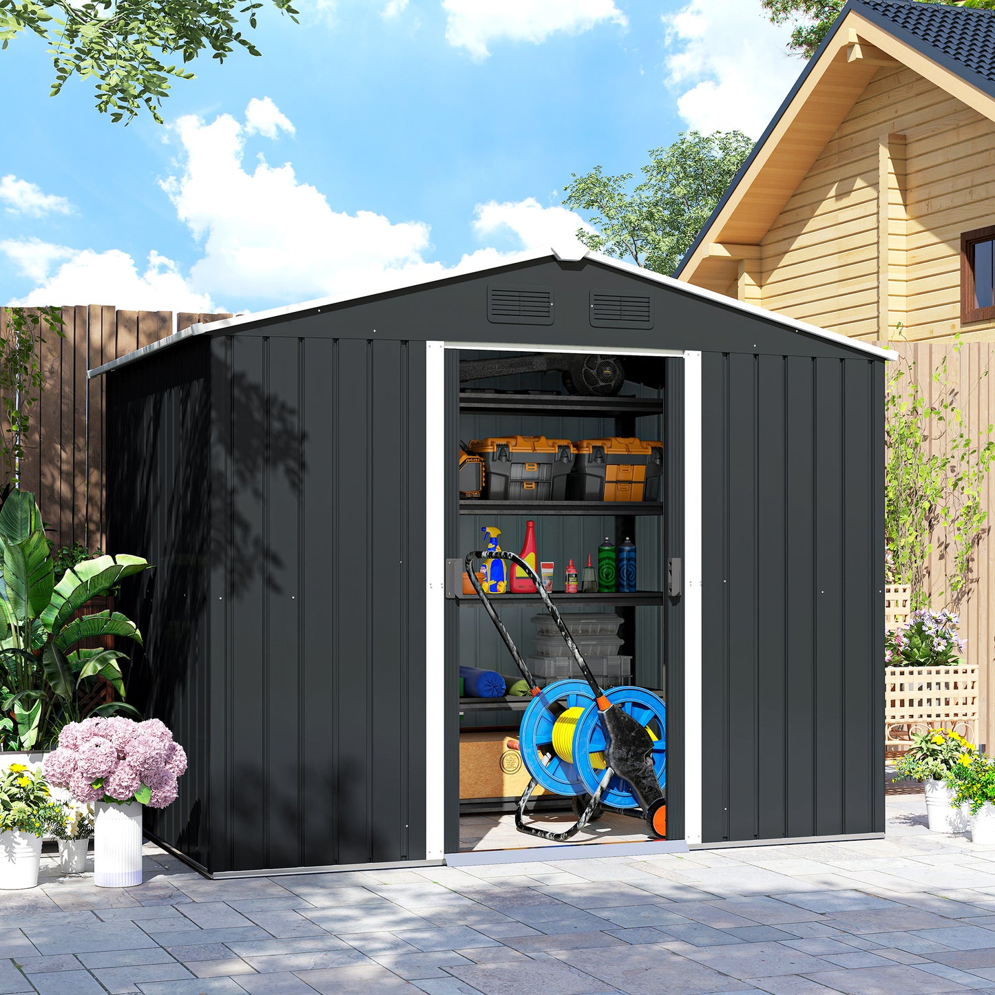 7.7 x 5.7ft Metal Garden Shed