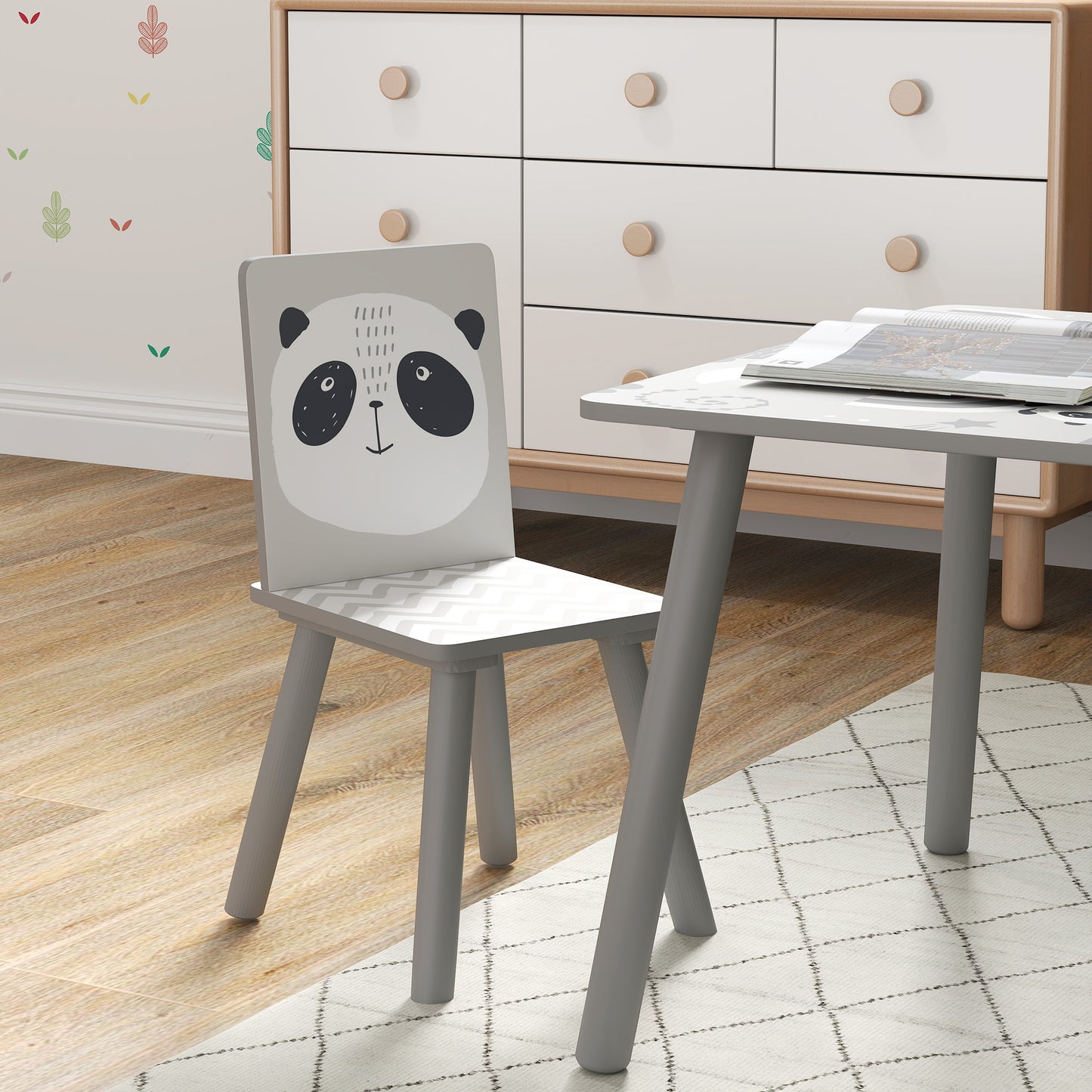 Kids Table and Chair Set, Toddler Table with 2 Chairs
