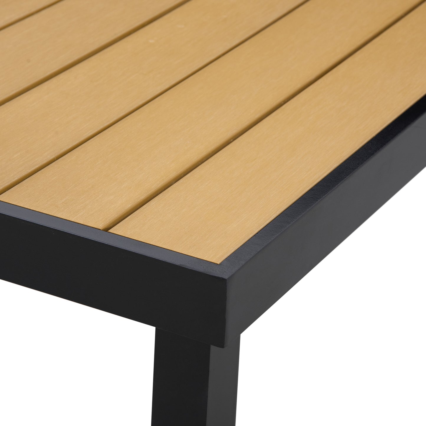 Aluminium Outdoor Garden Dining Table for 8 People, Faux Wood Top