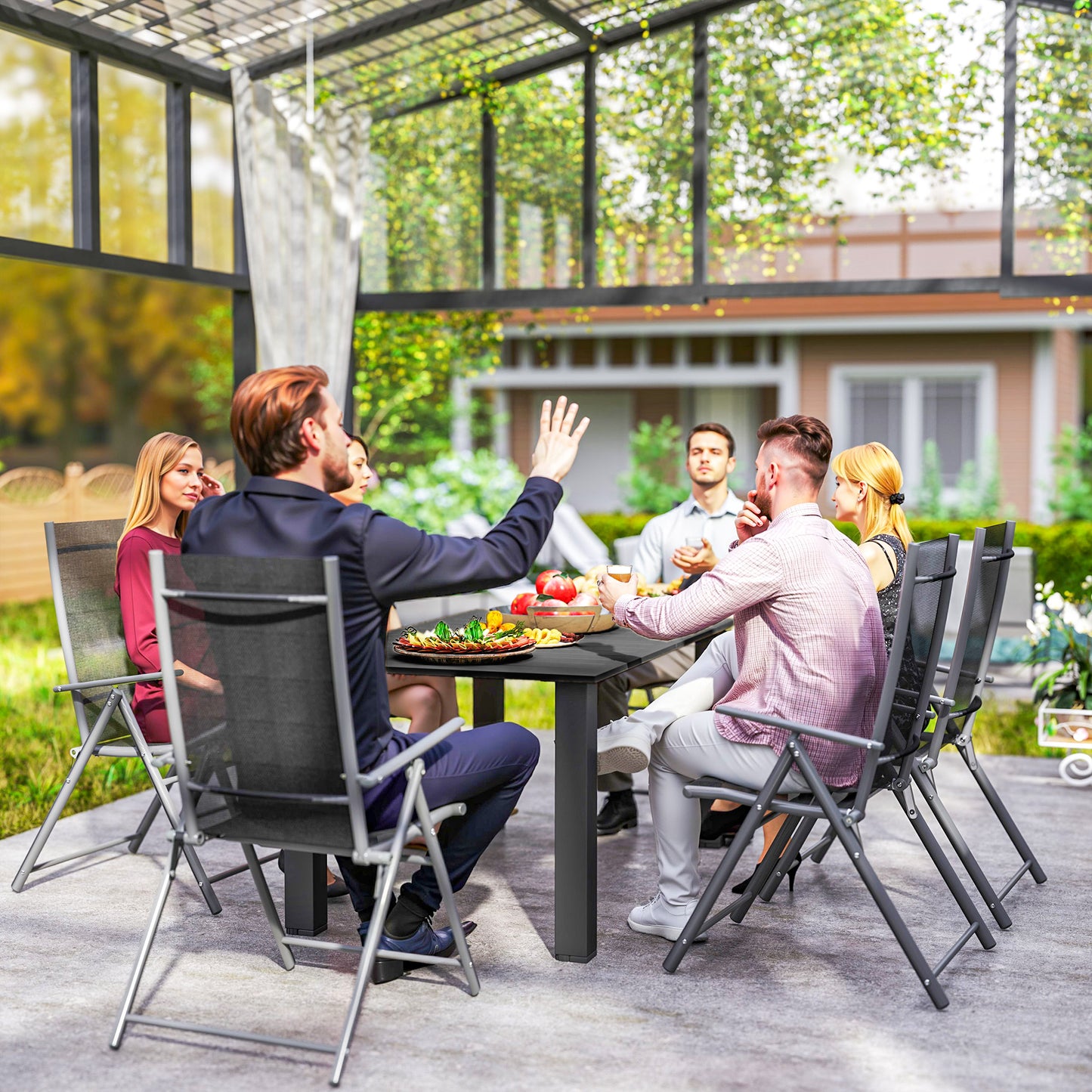Garden Dining Table for 6 with Parasol Hole