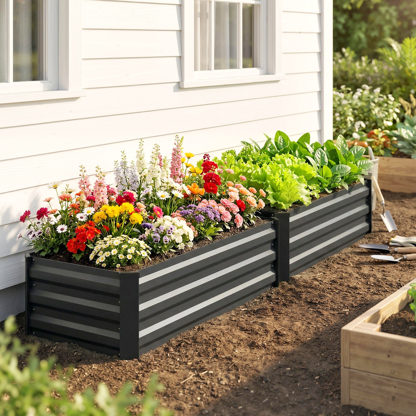 Set of Two 100 x 60cm Steel Planter Boxes
