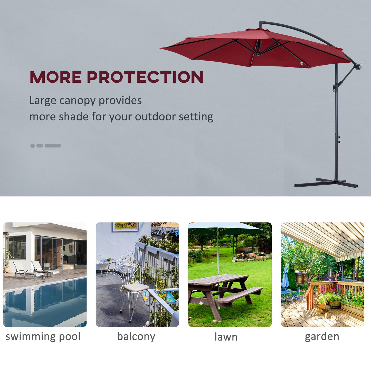 Cantilever Umbrella Parasol Hanging Banana Steel Dark Green 3M Patio