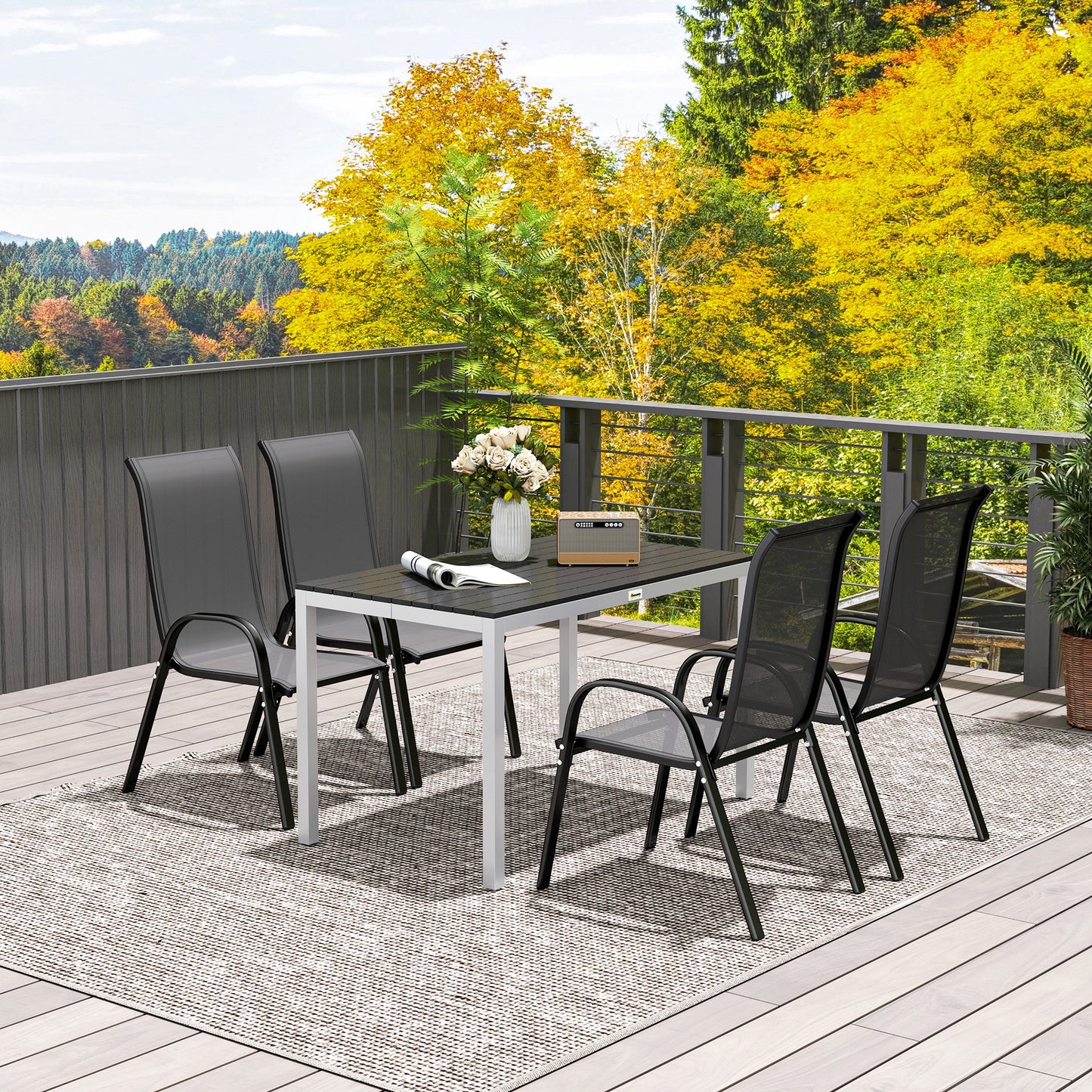 Garden Table for 4-6, 120 x 70 cm Outdoor Dining Table