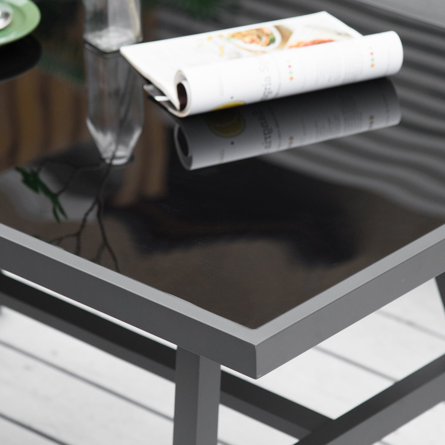4 Piece L-shaped Garden Furniture Set 8-Seater Aluminium Outdoor