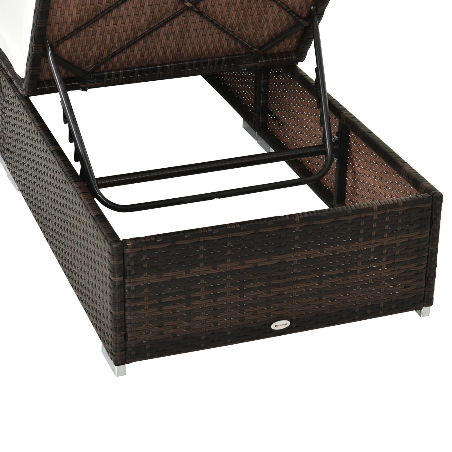 PE Rattan Sun Lounger, Five-level Adjustable Recliner Bed Chair