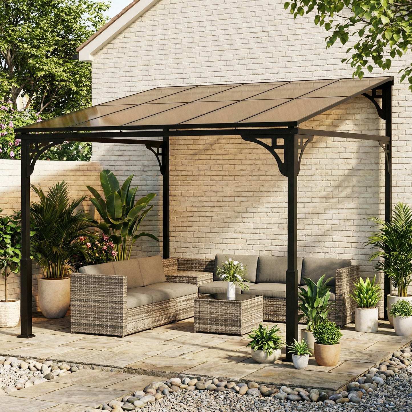 3 x 2.87 m Metal Lean-to Pergola
