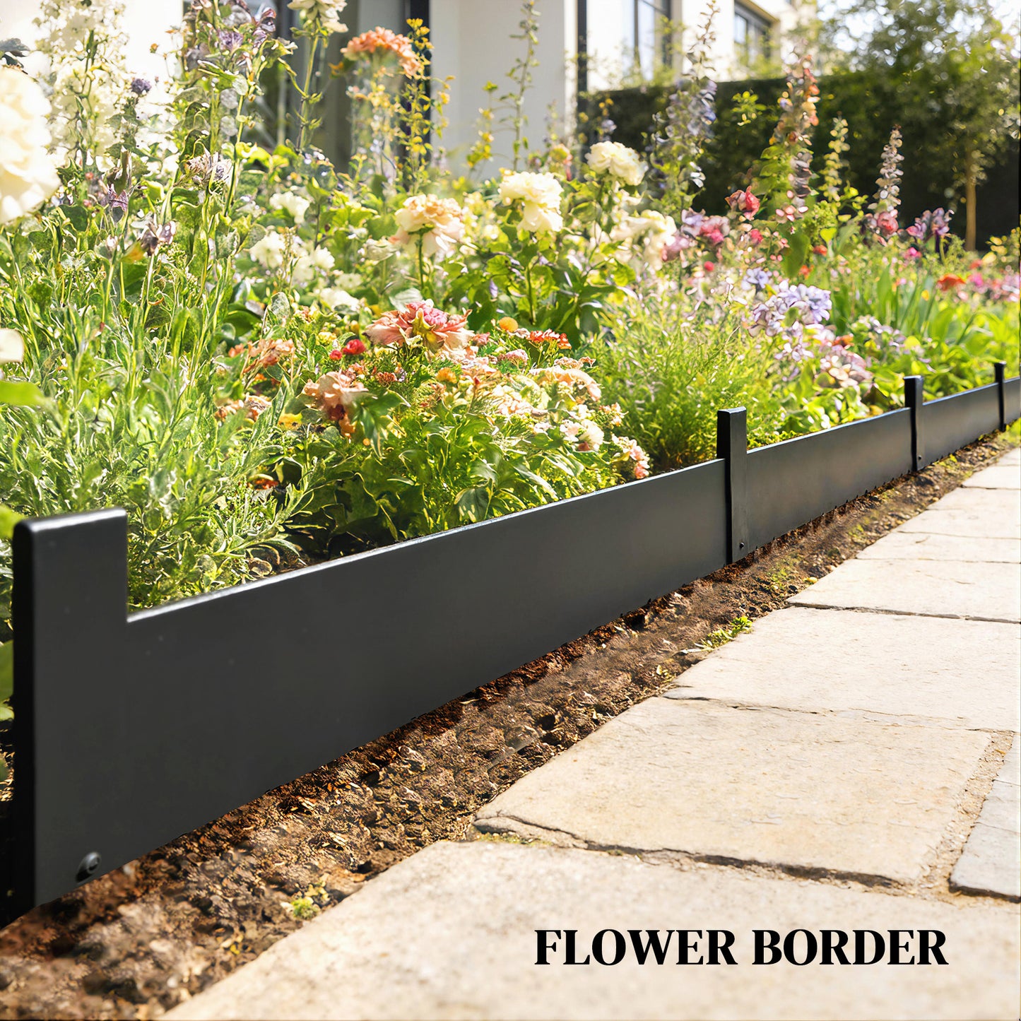 5pcs Garden Fence, Metal Picket Fence Panels, 102x15cm