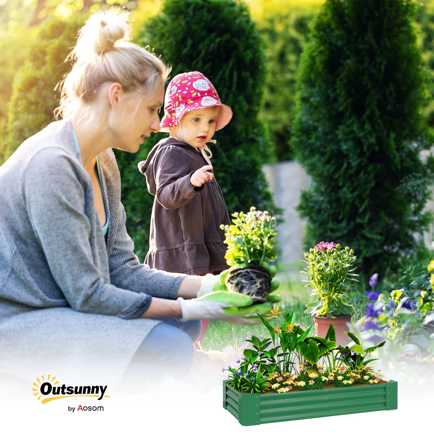 180 x 90cm Galvanised Steel Open Planter