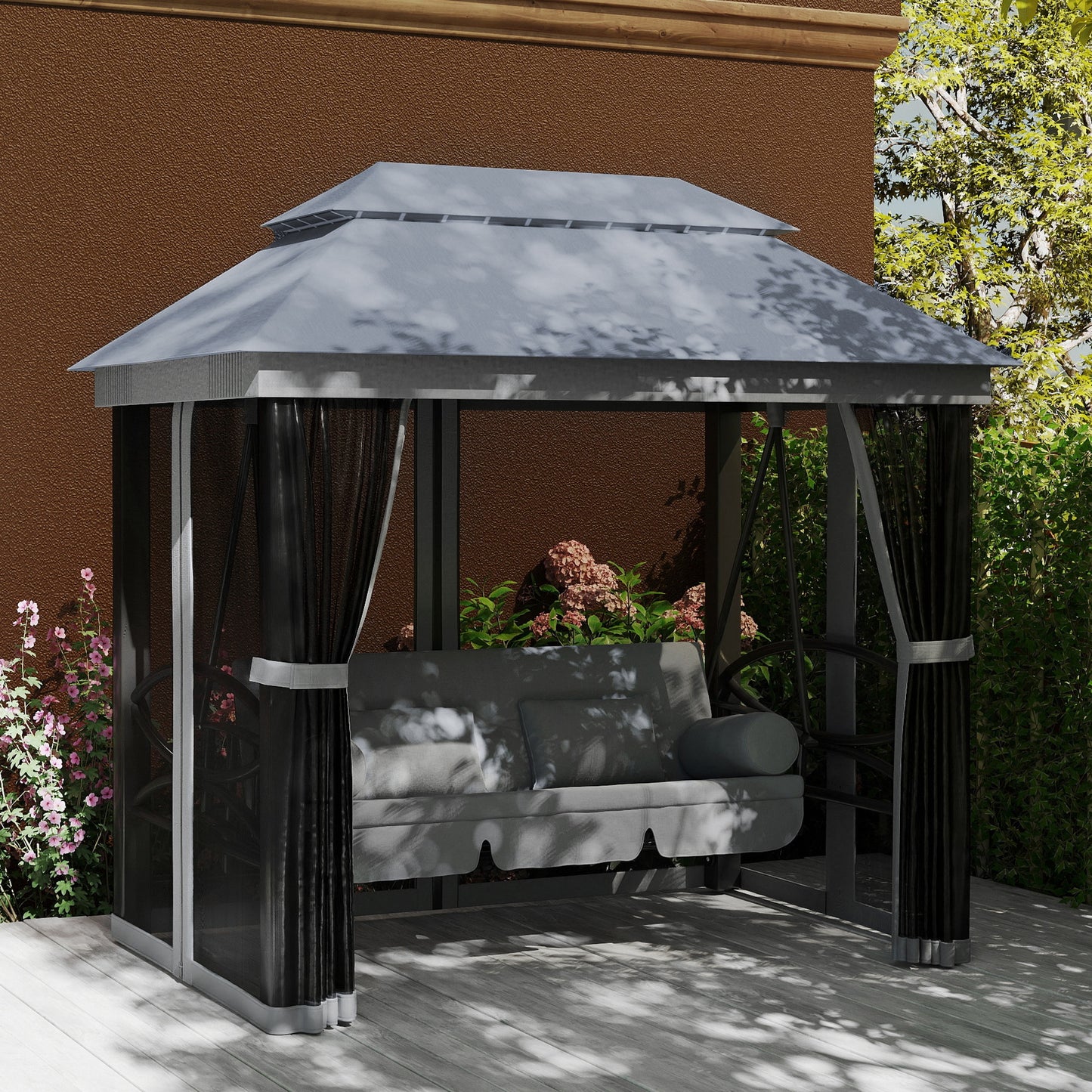3 Seater Swing Chair Hammock Gazebo Lounger Cushioned Seat Waterproof