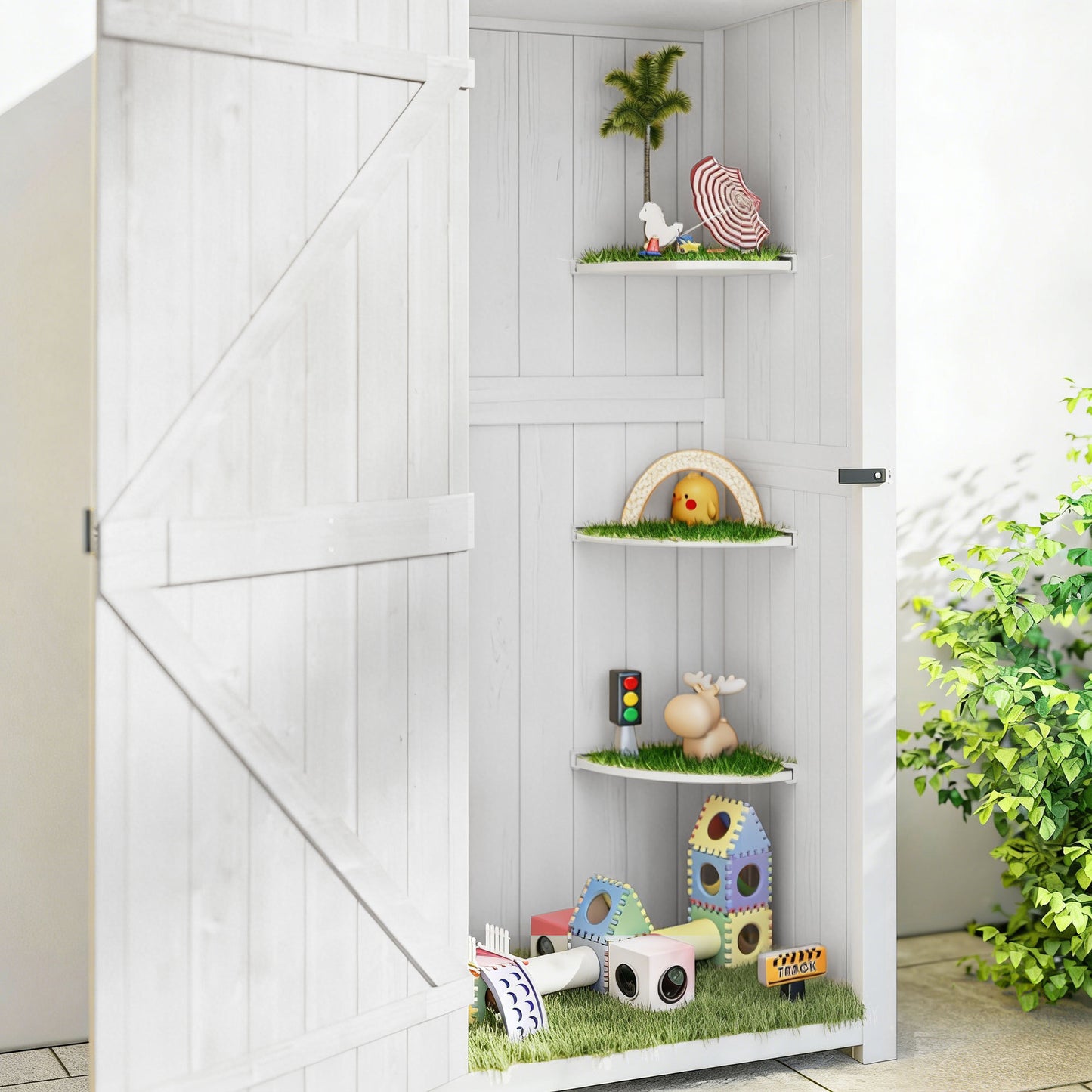 Small Shed, Tall Slim Wooden Garden Shed with 3 Removable Shelves