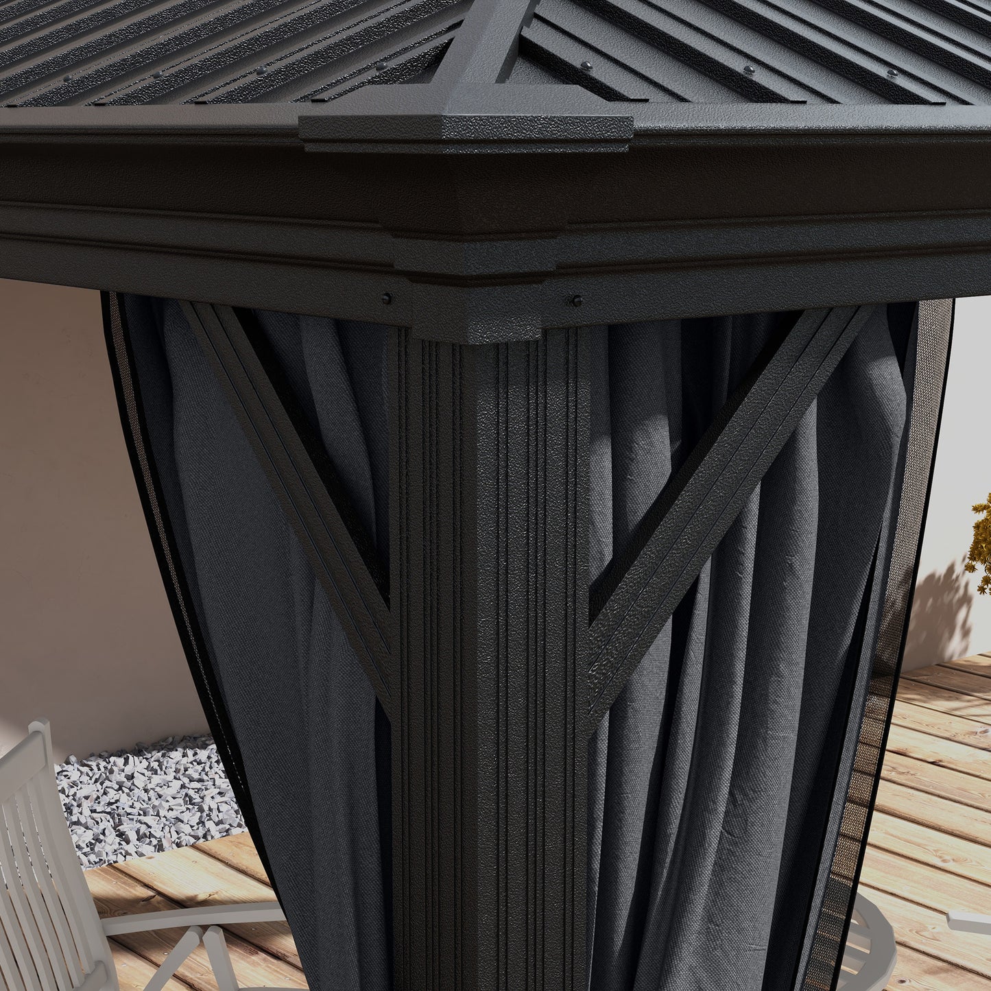 3.65 x 3m Aluminium Hardtop Gazebo, with Accessories
