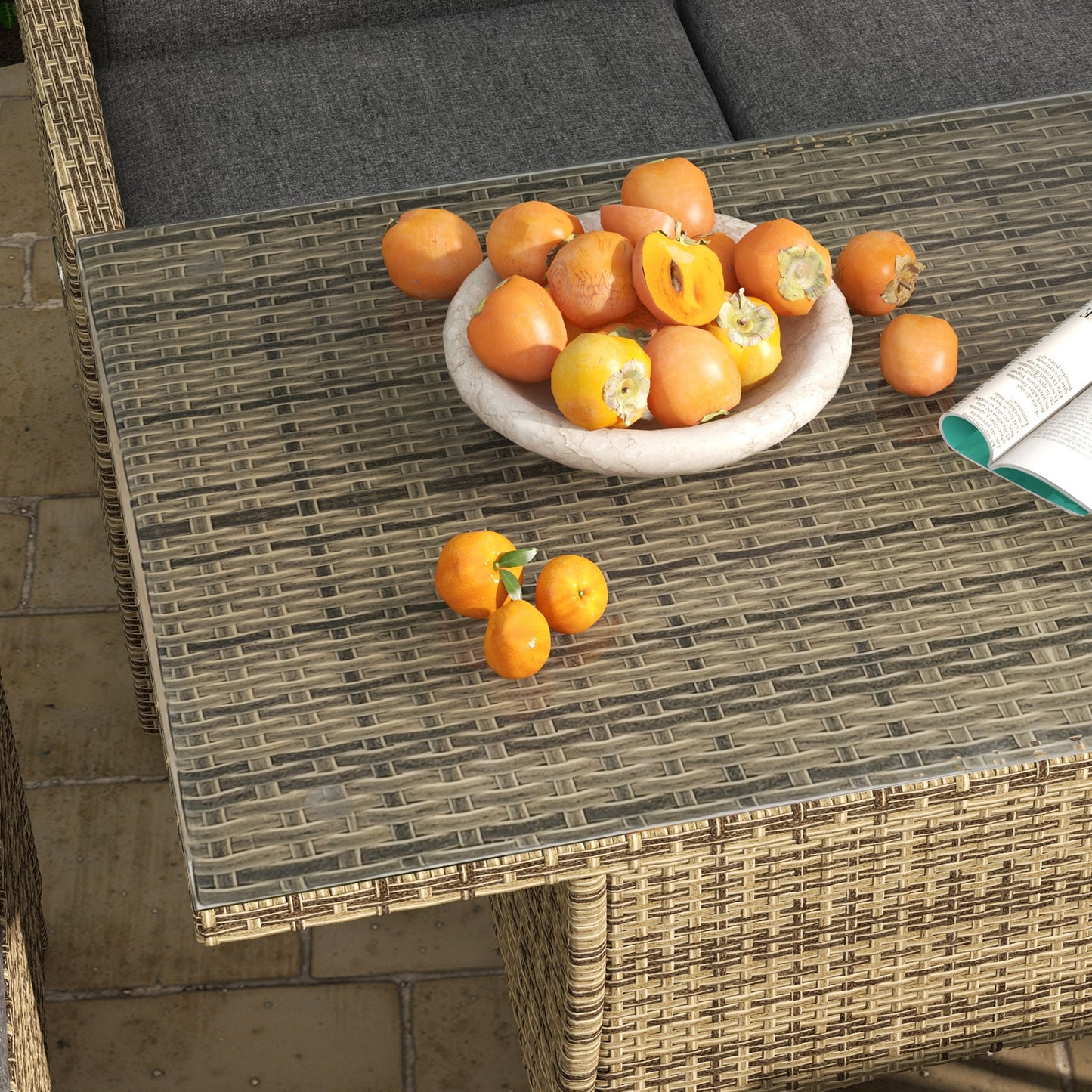 Six-Piece Rattan Garden Set, with Reclining Chairs
