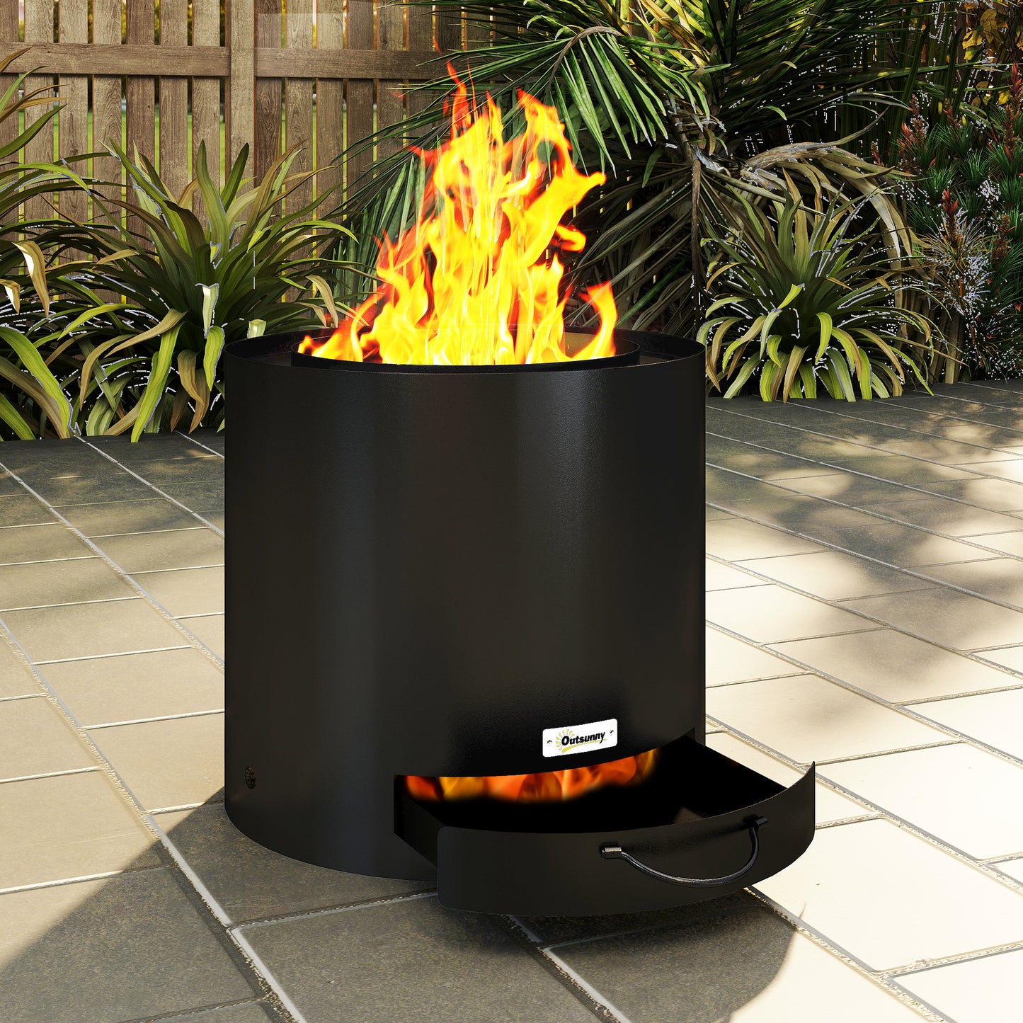 Metal Wood-burning Fire Pit with Fire Poker